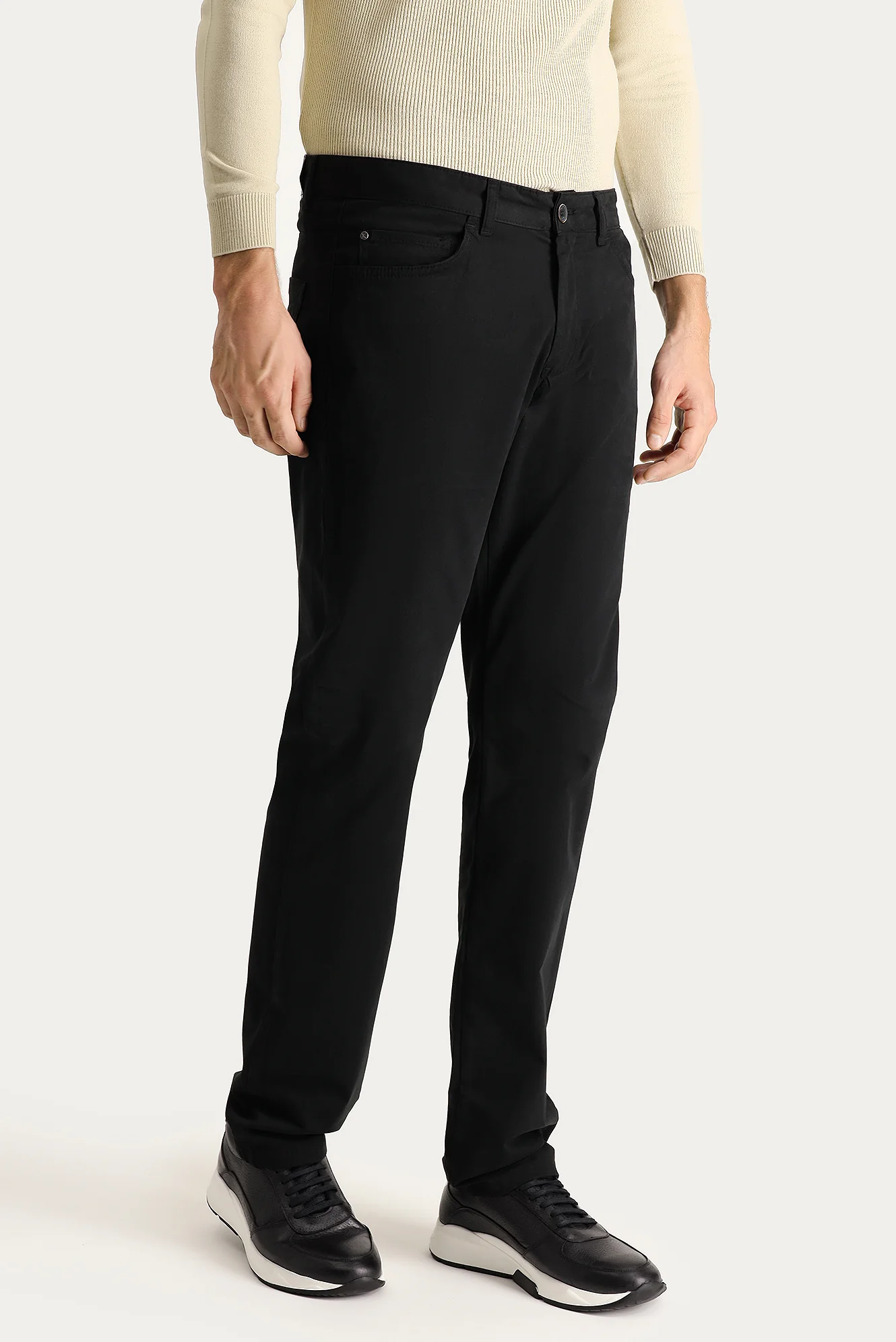 Siyah Regular Fit Standart Kesim Likralı Kanvas / Chino Pantolon - Image 3