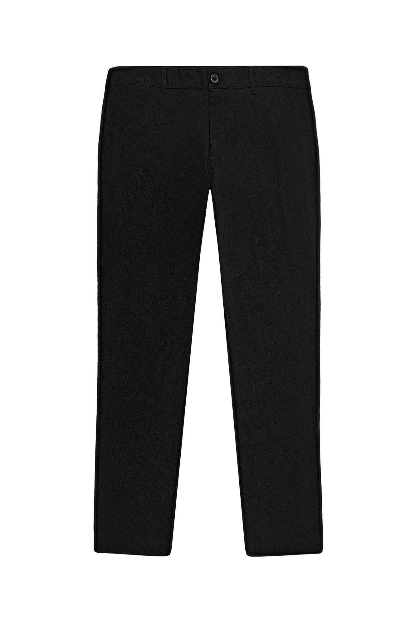 Siyah Regular Fit Standart Kesim Likralı Kanvas / Chino Pantolon
