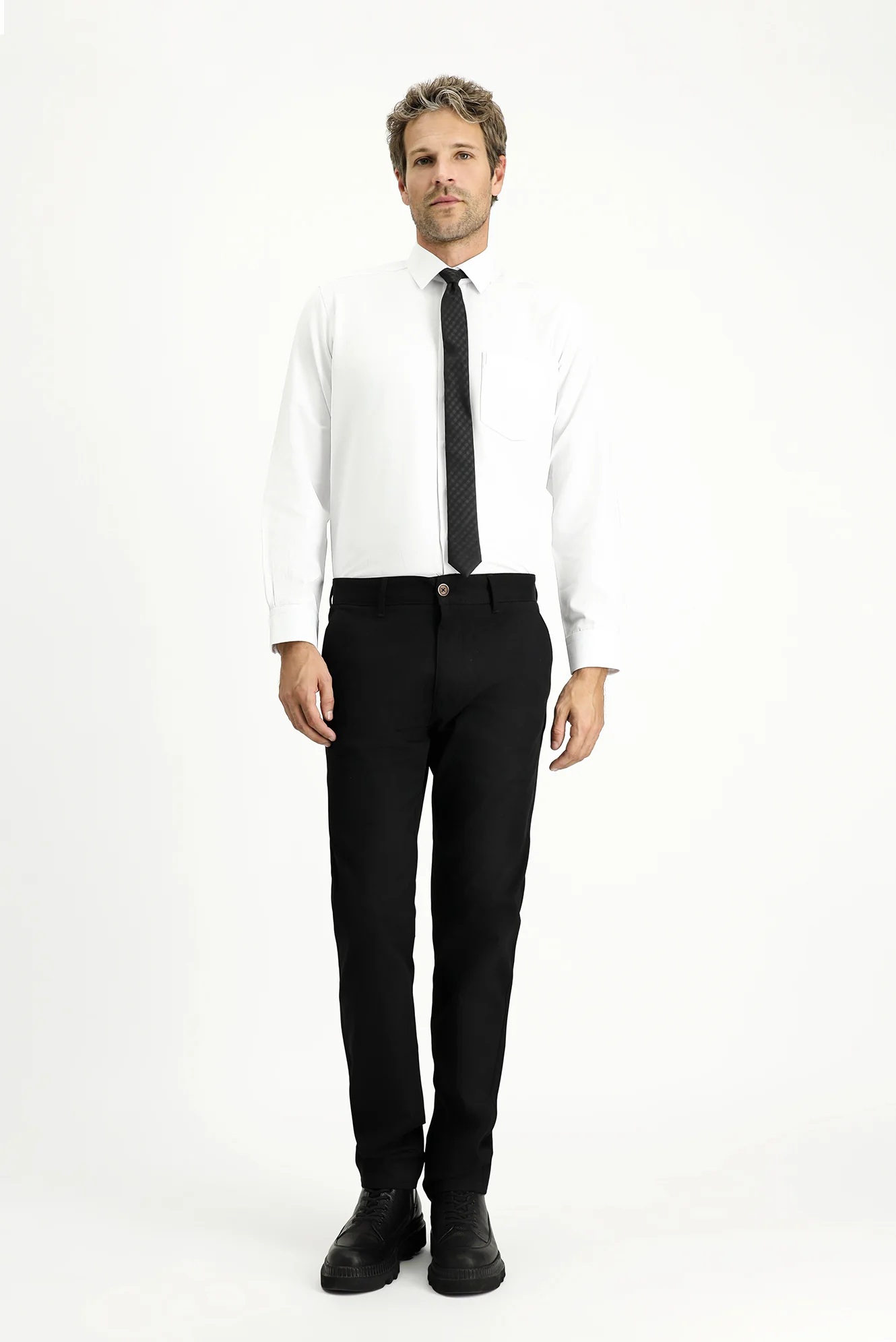 Siyah Regular Fit Standart Kesim Likralı Kanvas / Chino Pantolon - Image 2