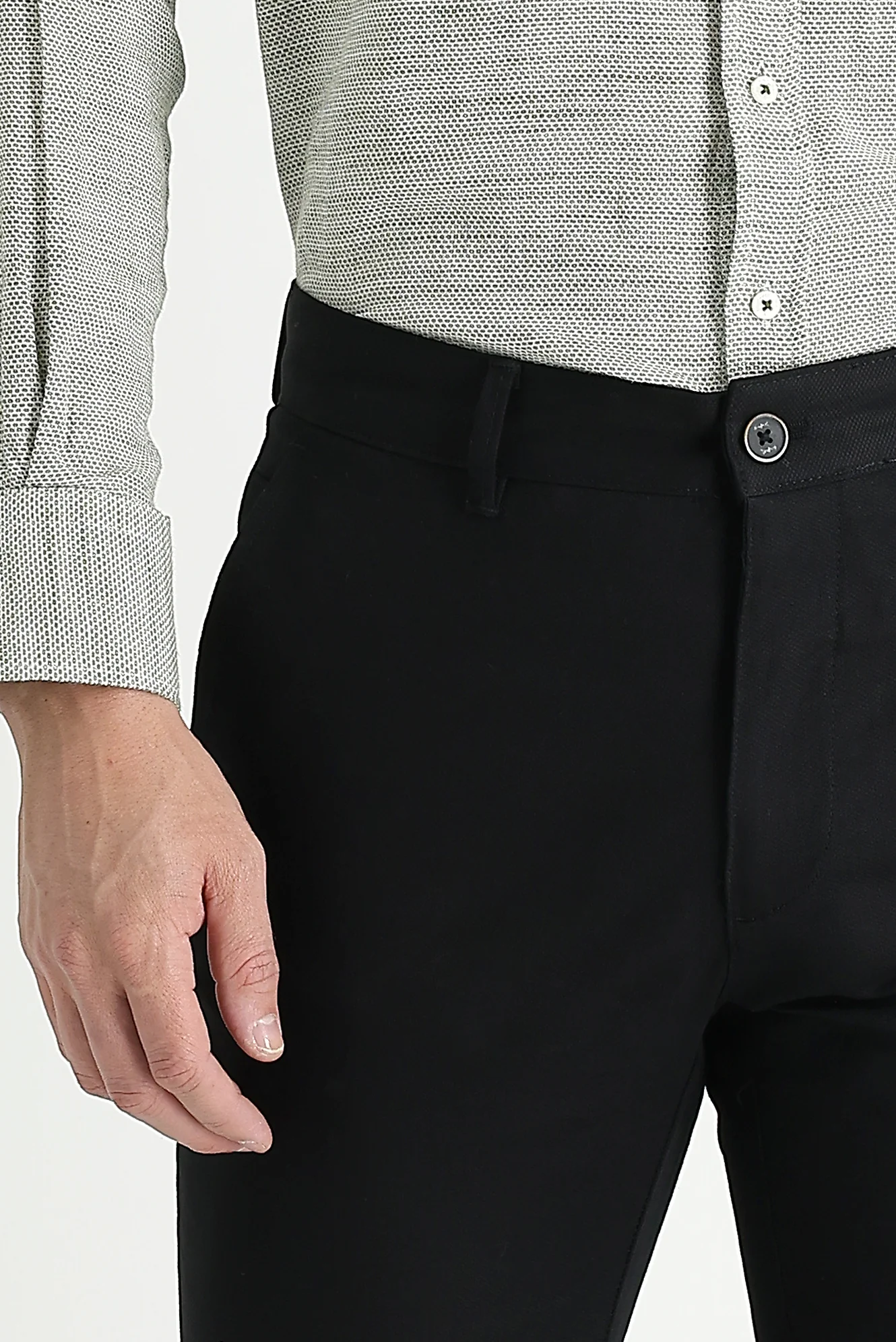 Siyah Regular Fit Standart Kesim Likralı Kanvas / Chino Pantolon - Image 2