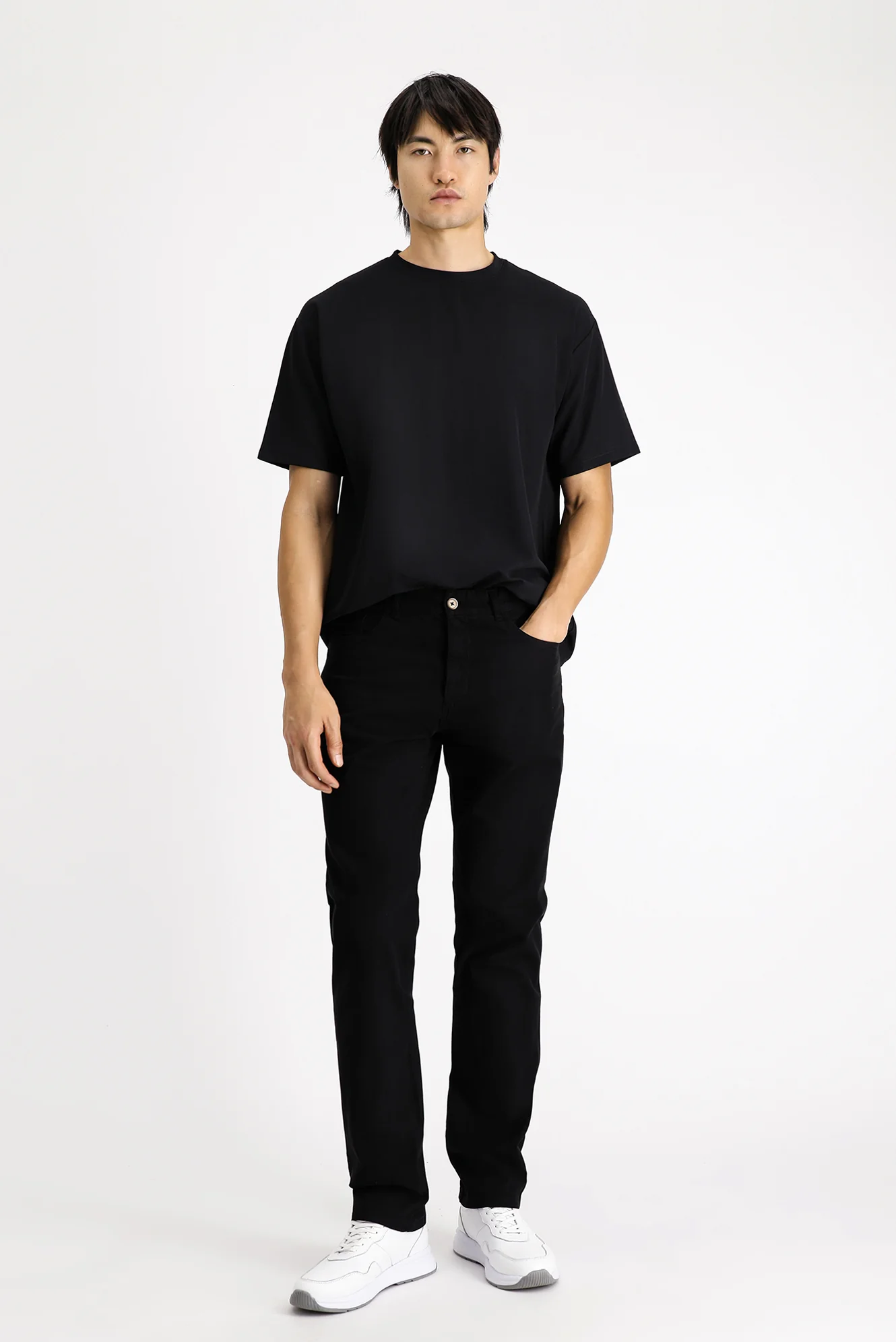 Siyah Regular Fit Standart Kesim Likralı Kanvas / Chino Pantolon - Image 2
