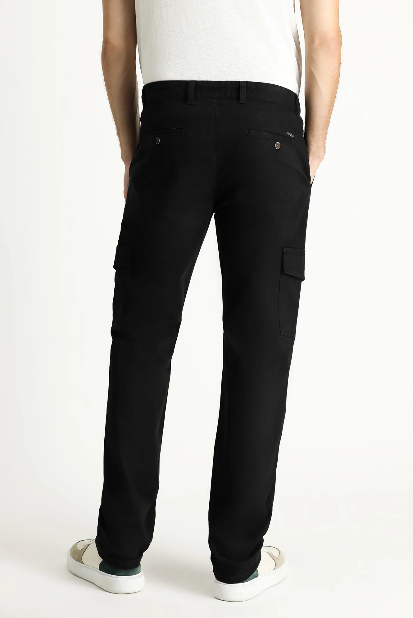 Siyah Regular Fit Standart Kesim Likralı Kargo Pantolon - Image 6