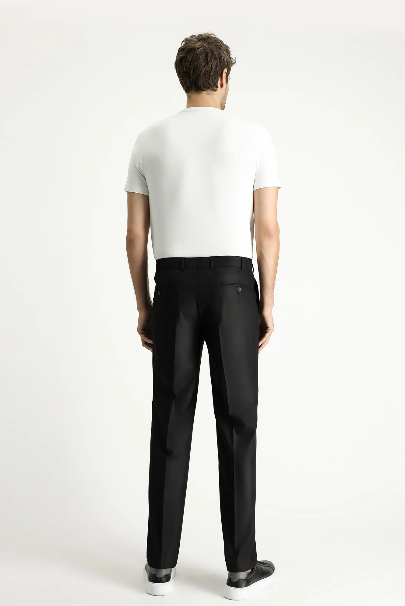 Siyah 6 Drop Regular Fit Standart Kesim Likralı Klasik Kumaş Pantolon - Image 4