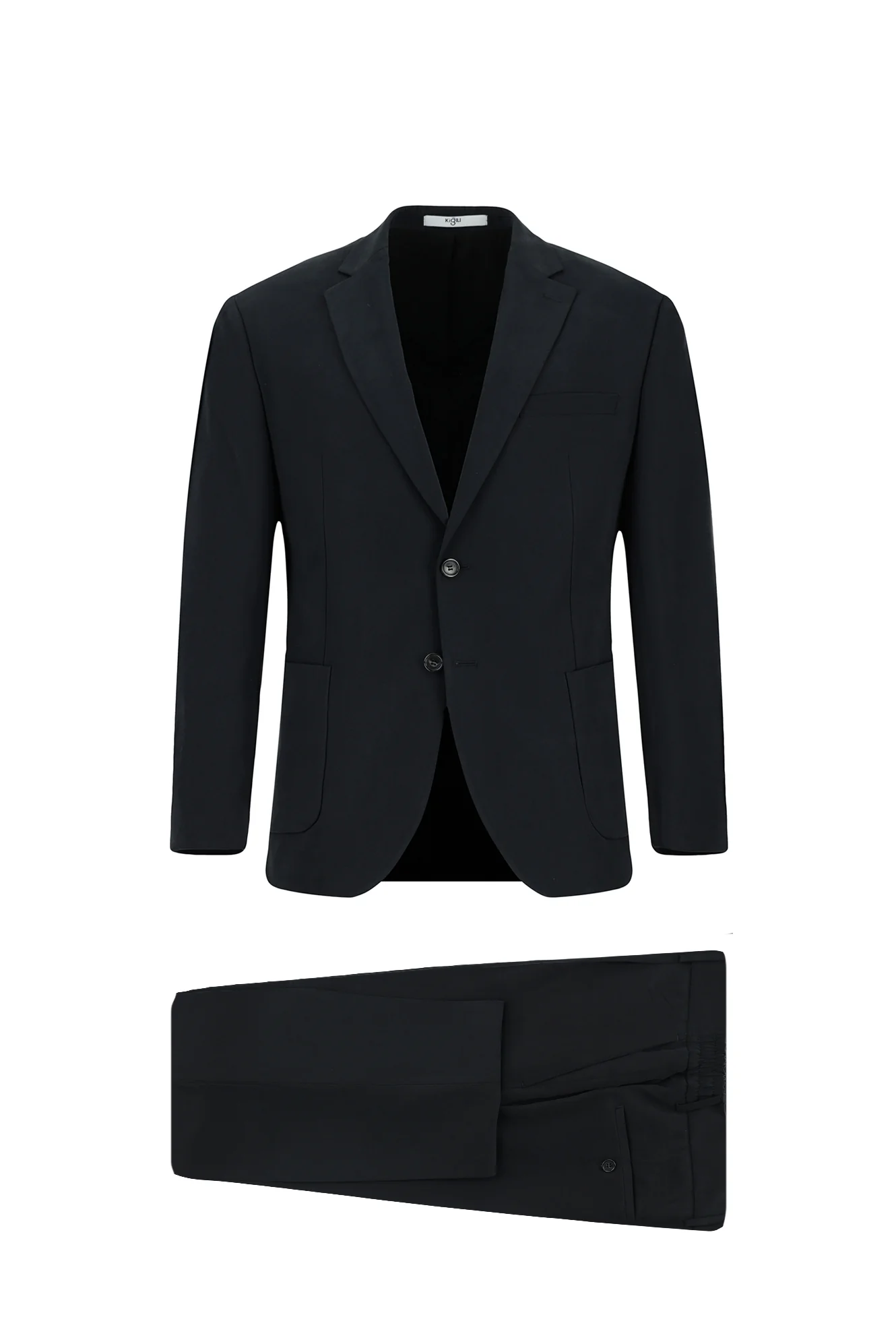 Siyah 6 Drop Regular Fit Standart Kesim Beli Lastikli Torba Cep Modal Karışımlı Takım Elbise - Image 7