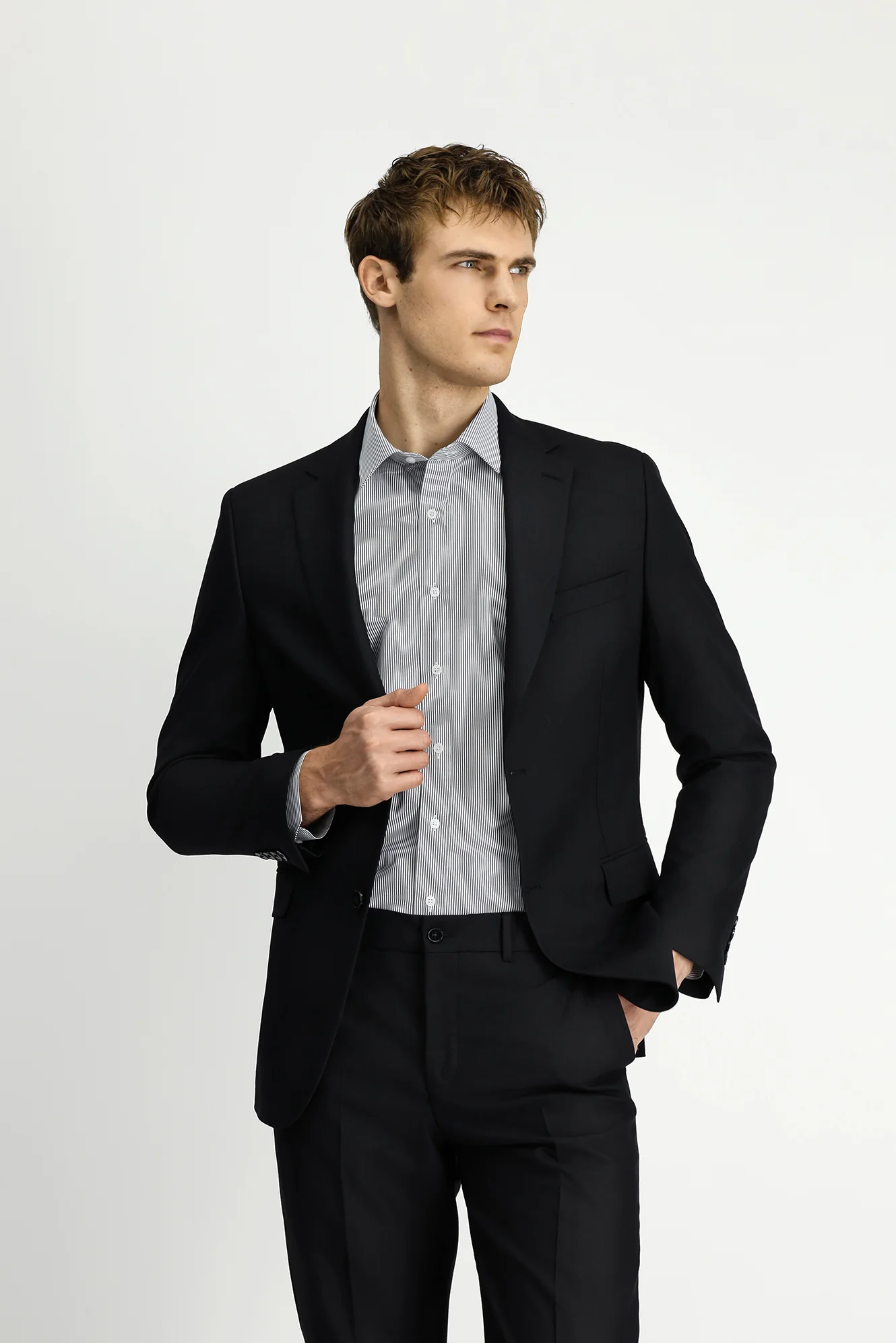 Siyah 6 Drop Regular Fit Standart Kesim Yünlü Traveller Suit Çantalı Takım Elbise - Image 2