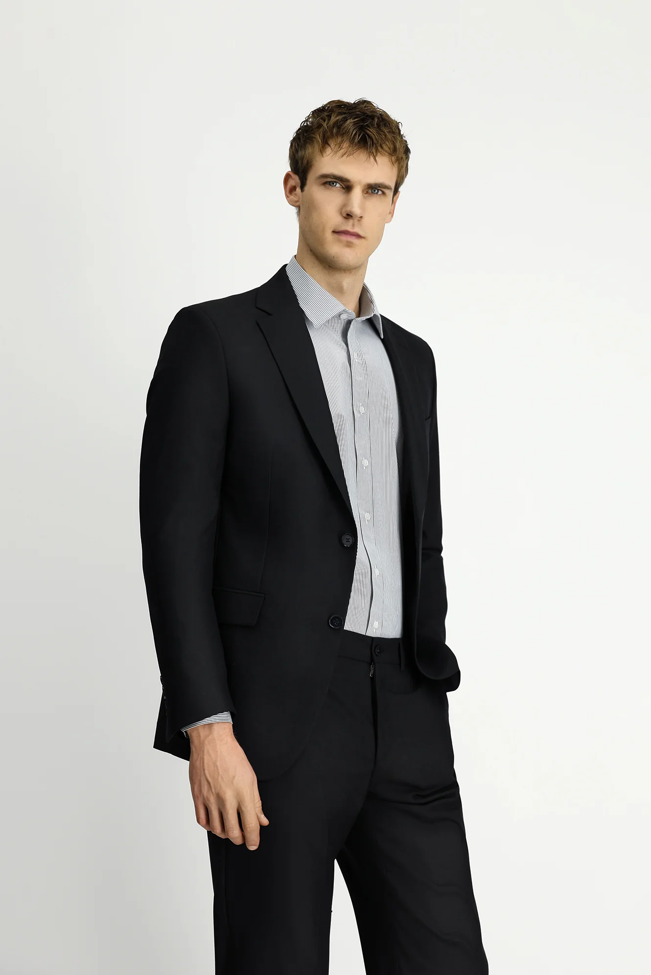 Siyah 6 Drop Regular Fit Standart Kesim Yünlü Traveller Suit Çantalı Takım Elbise - Image 4