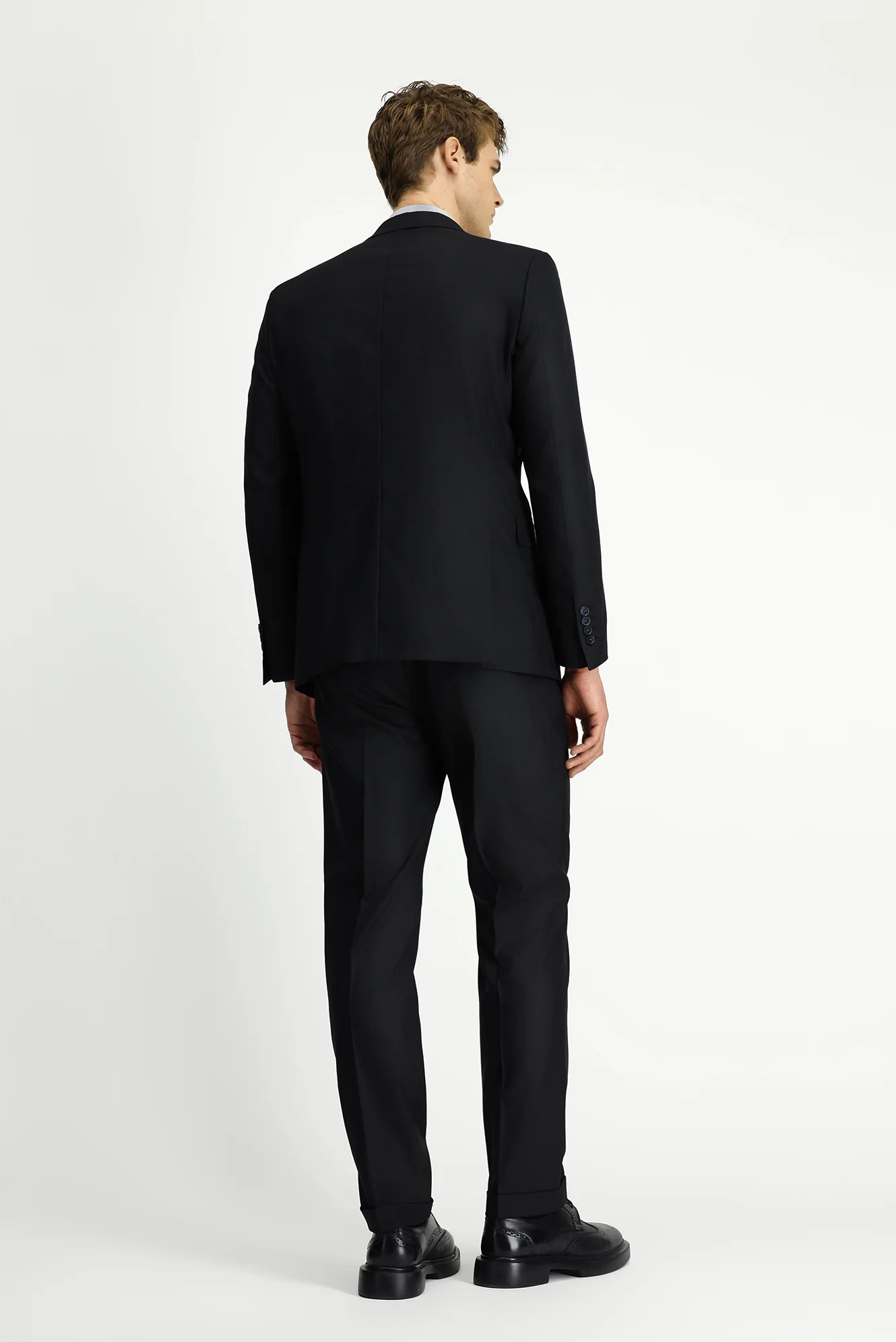 Siyah 6 Drop Regular Fit Standart Kesim Yünlü Traveller Suit Çantalı Takım Elbise - Image 6