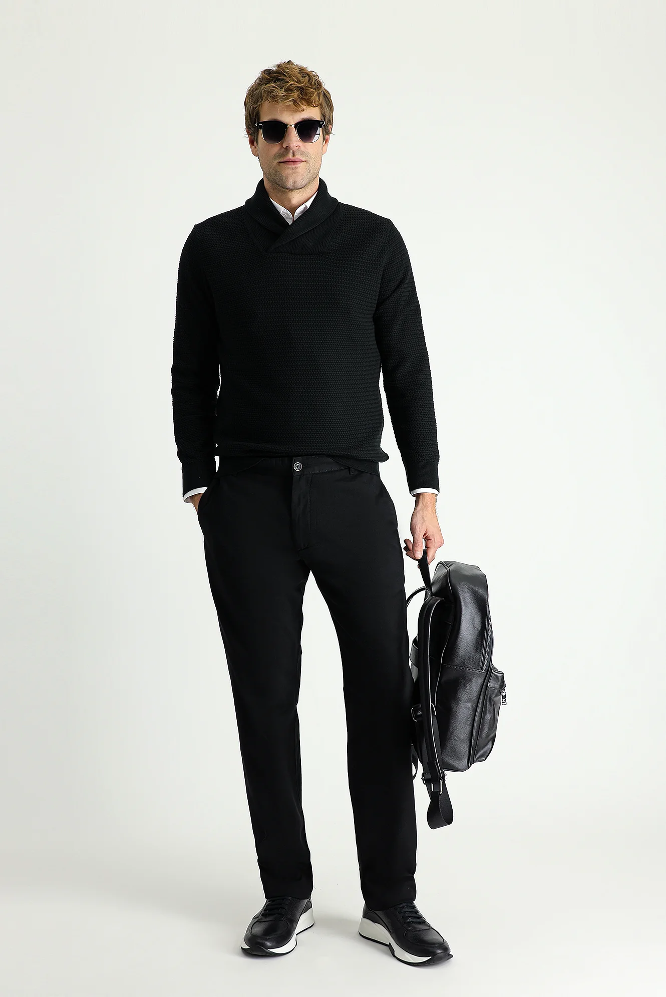 Siyah Regular Fit Standart Kesim Pamuk Kanvas / Chino Pantolon