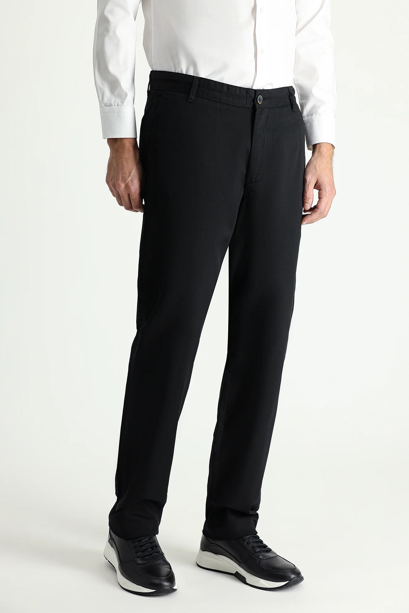 Siyah Regular Fit Standart Kesim Pamuk Kanvas / Chino Pantolon - Image 3