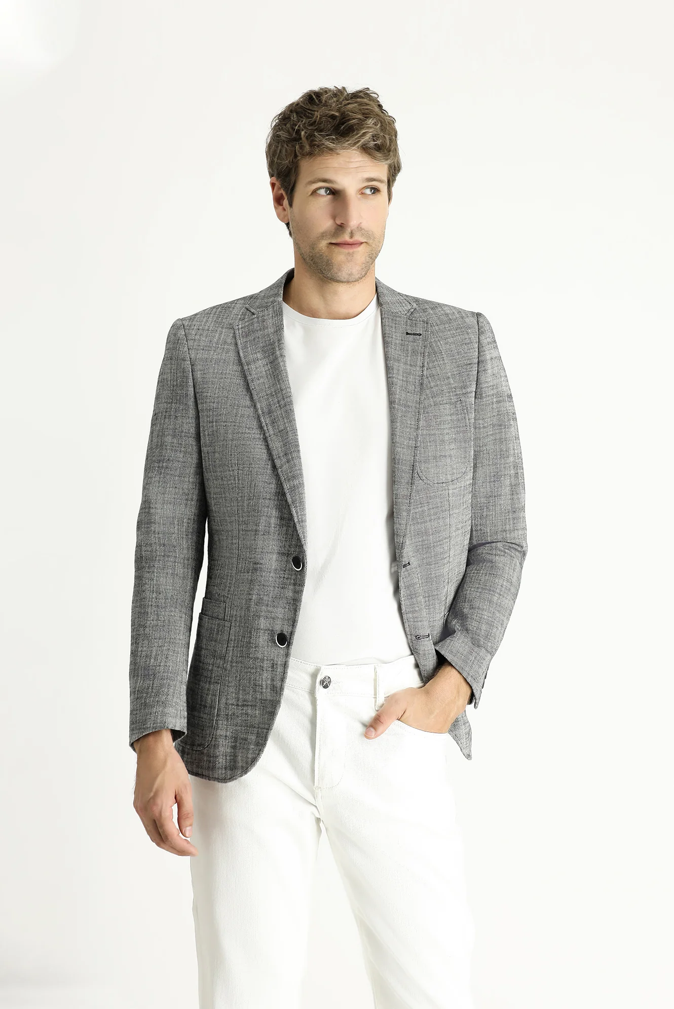 Siyah 7 Drop Slim Fit Dar Kesim Pamuk Klasik Ceket