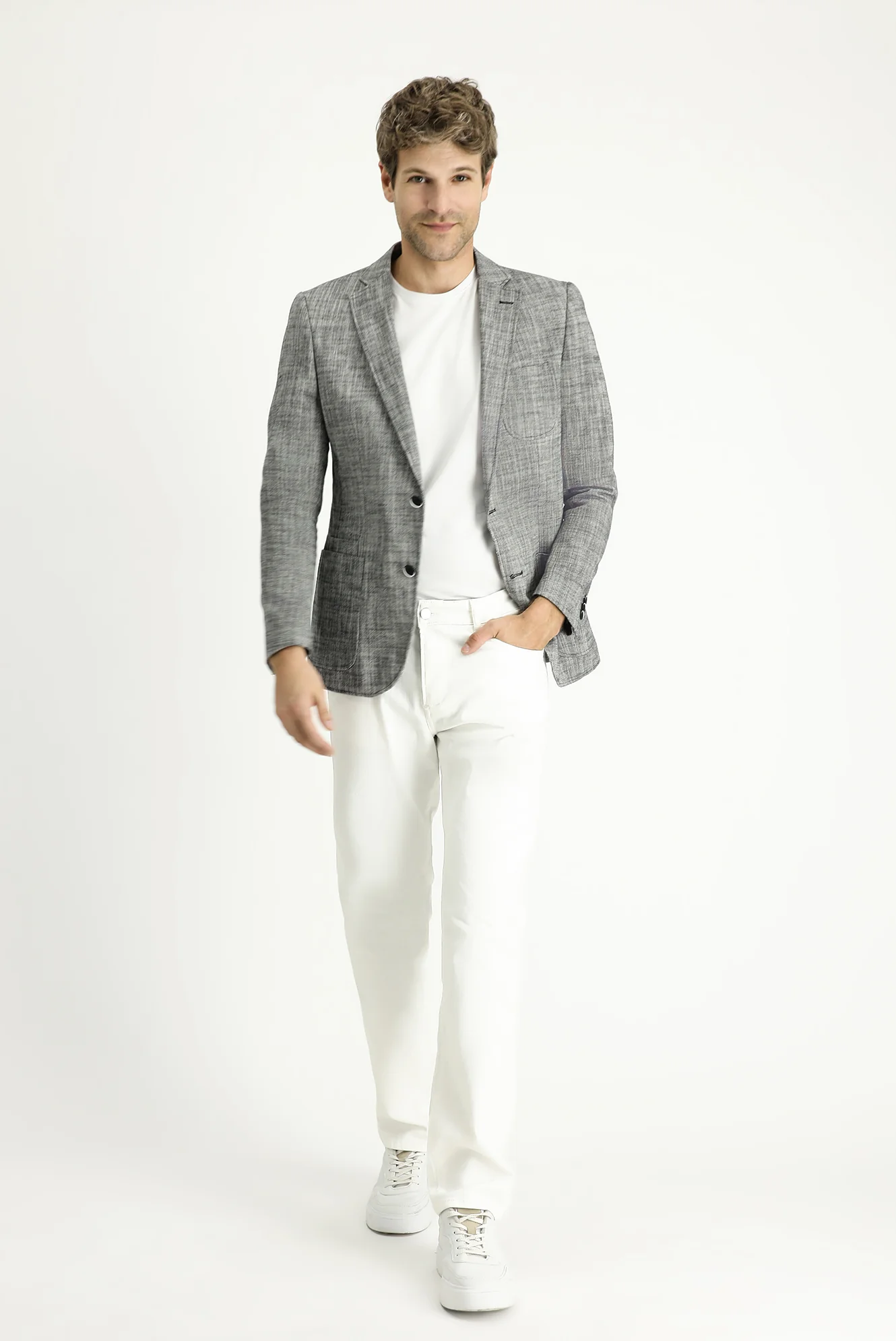 Siyah 7 Drop Slim Fit Dar Kesim Pamuk Klasik Ceket - Image 2