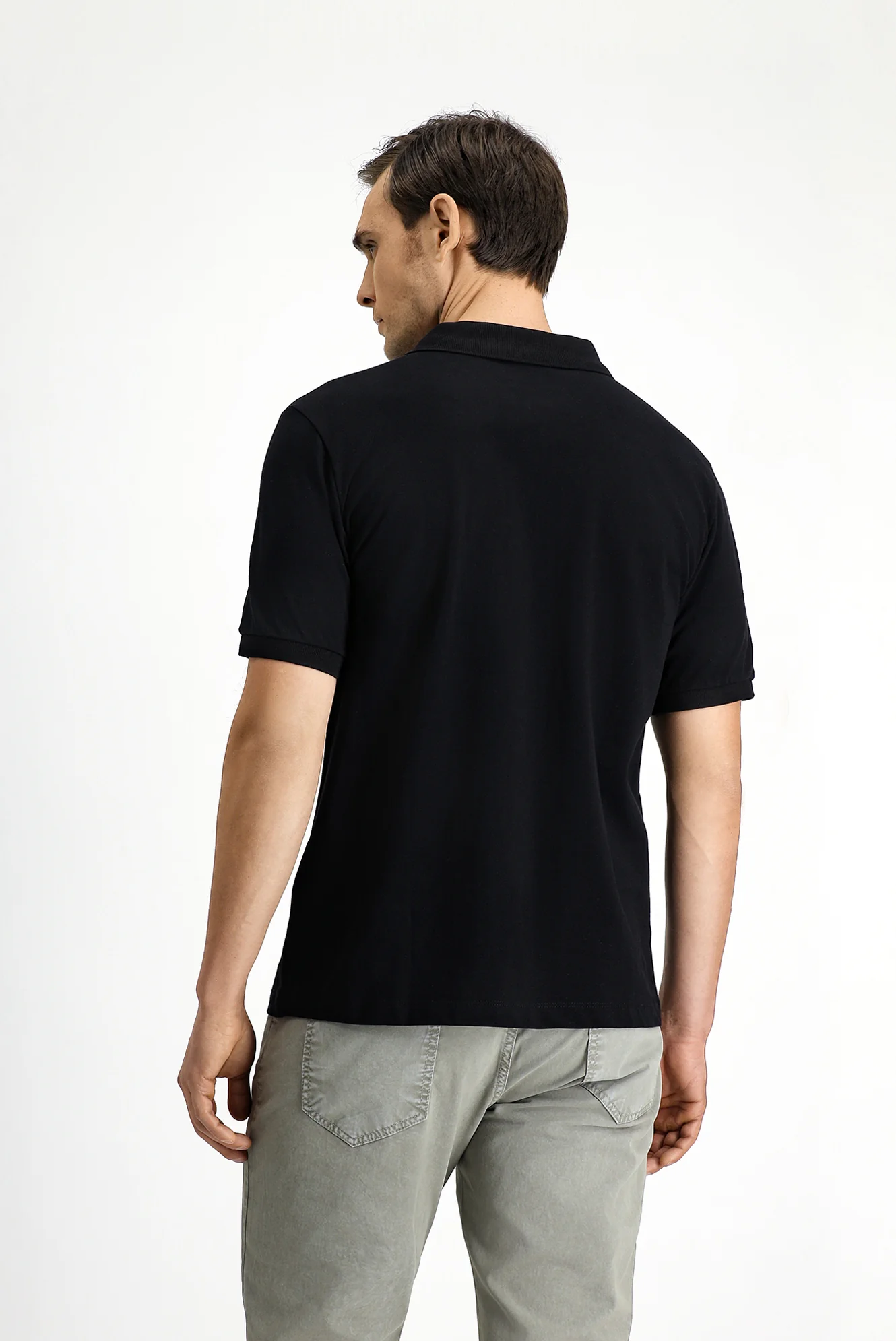 Siyah Regular Fit Pamuk Nakışlı Cepli Kıvrılmaz Polo Yaka Tişört - Image 4