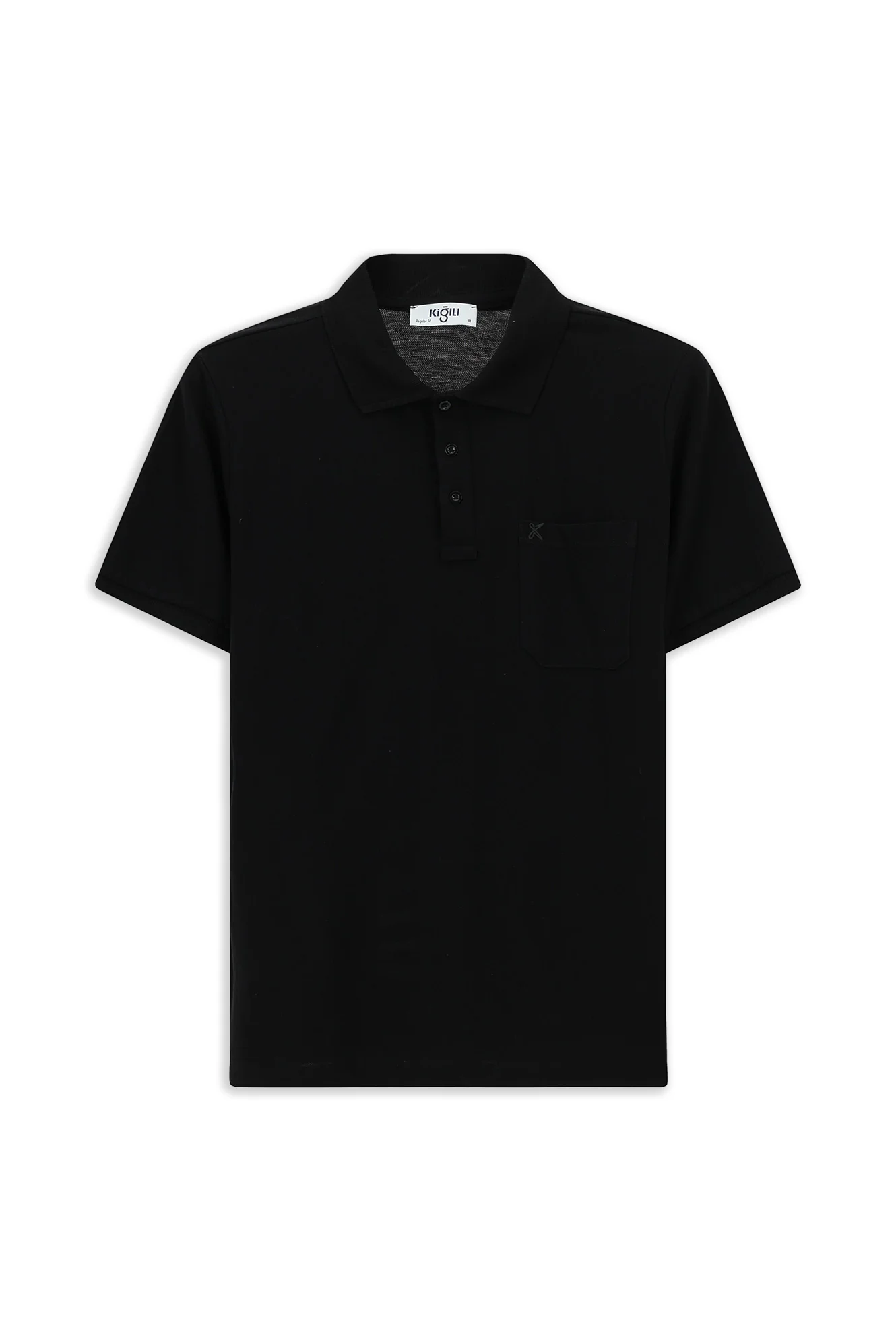 Siyah Regular Fit Pamuk Nakışlı Cepli Kıvrılmaz Polo Yaka Tişört - Image 7