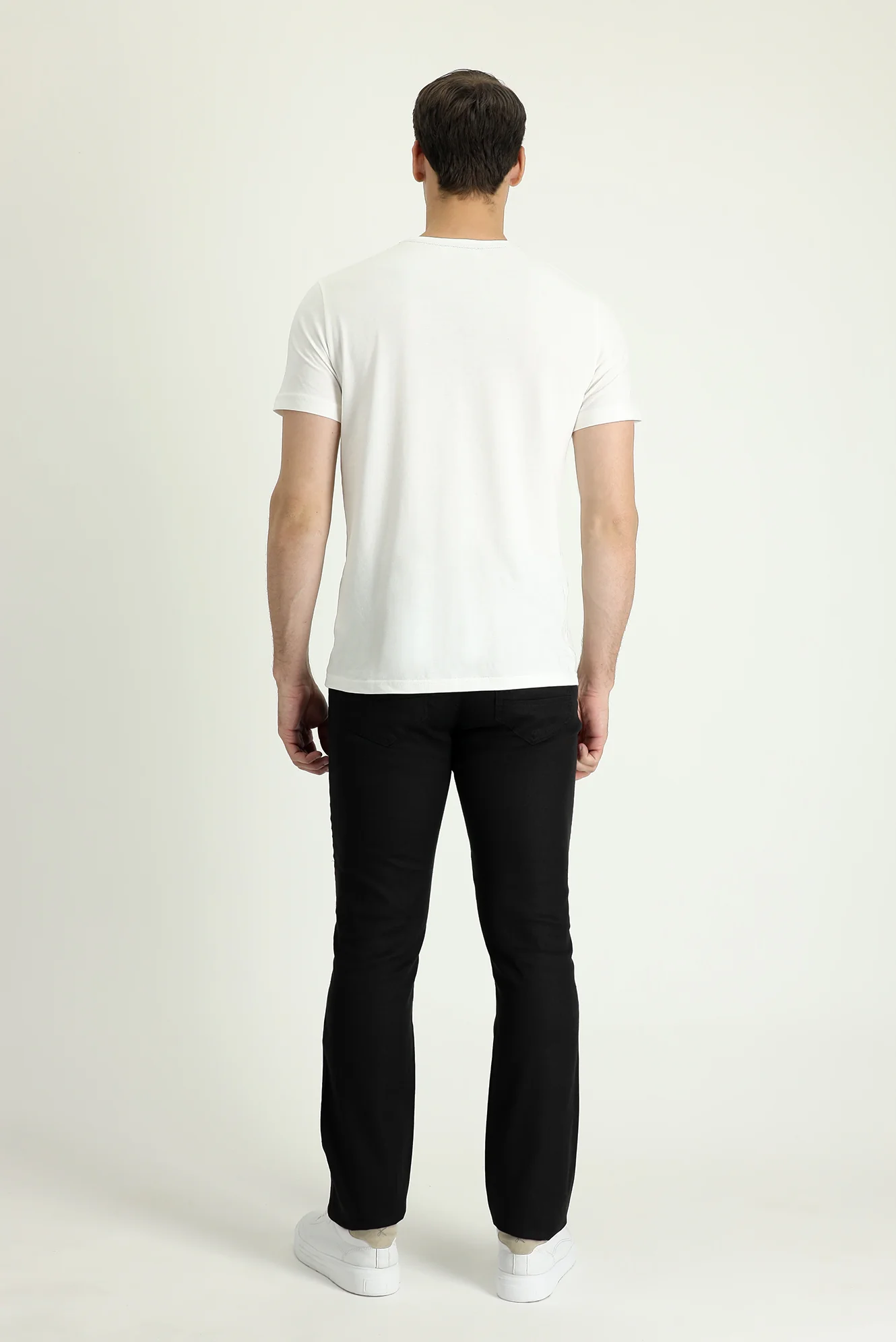 Siyah Regular Fit Standart Kesim Pamuklu Keten Kanvas / Chino Pantolon - Image 3