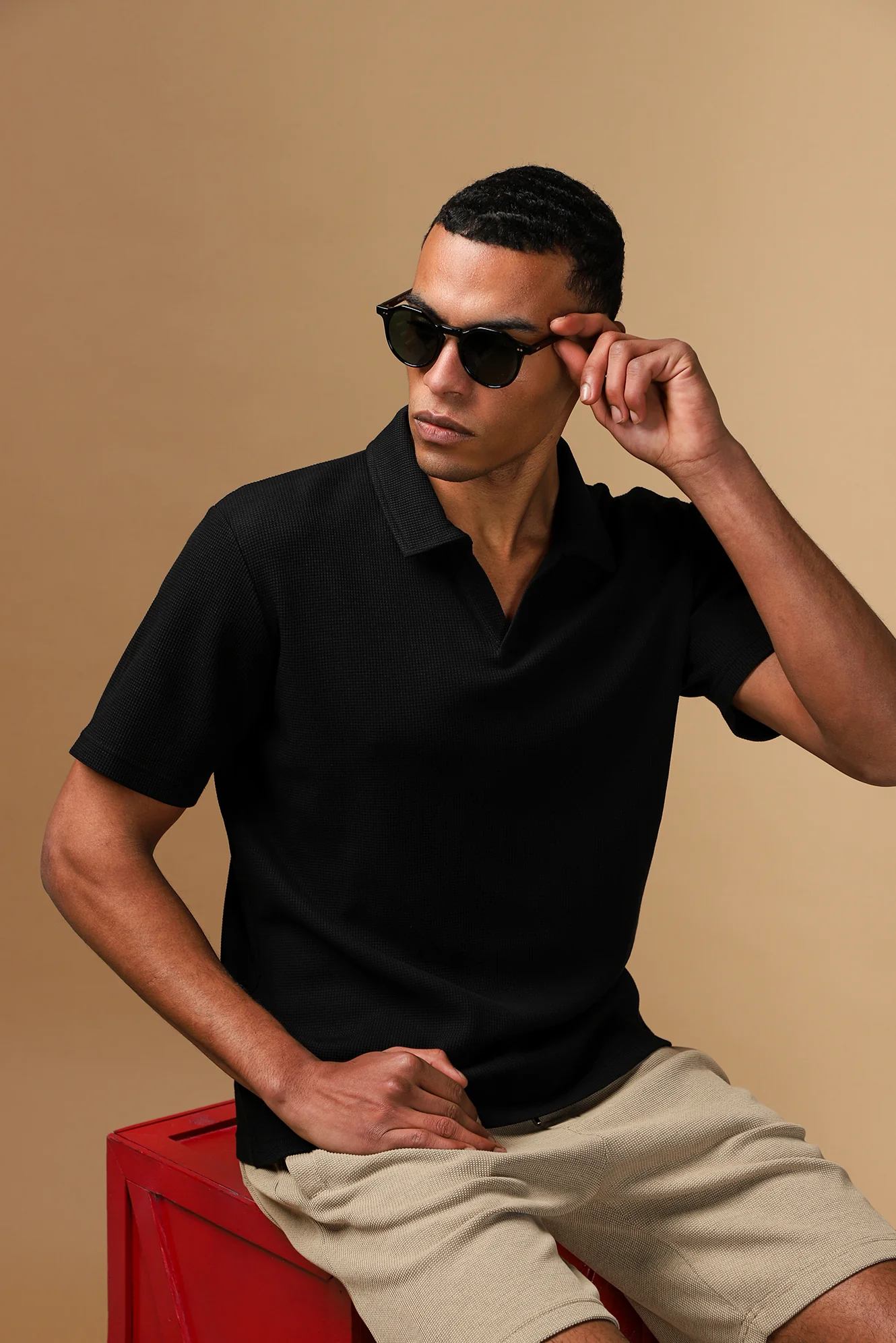 Siyah Regular Fit Pamuklu Polo Yaka Tişört