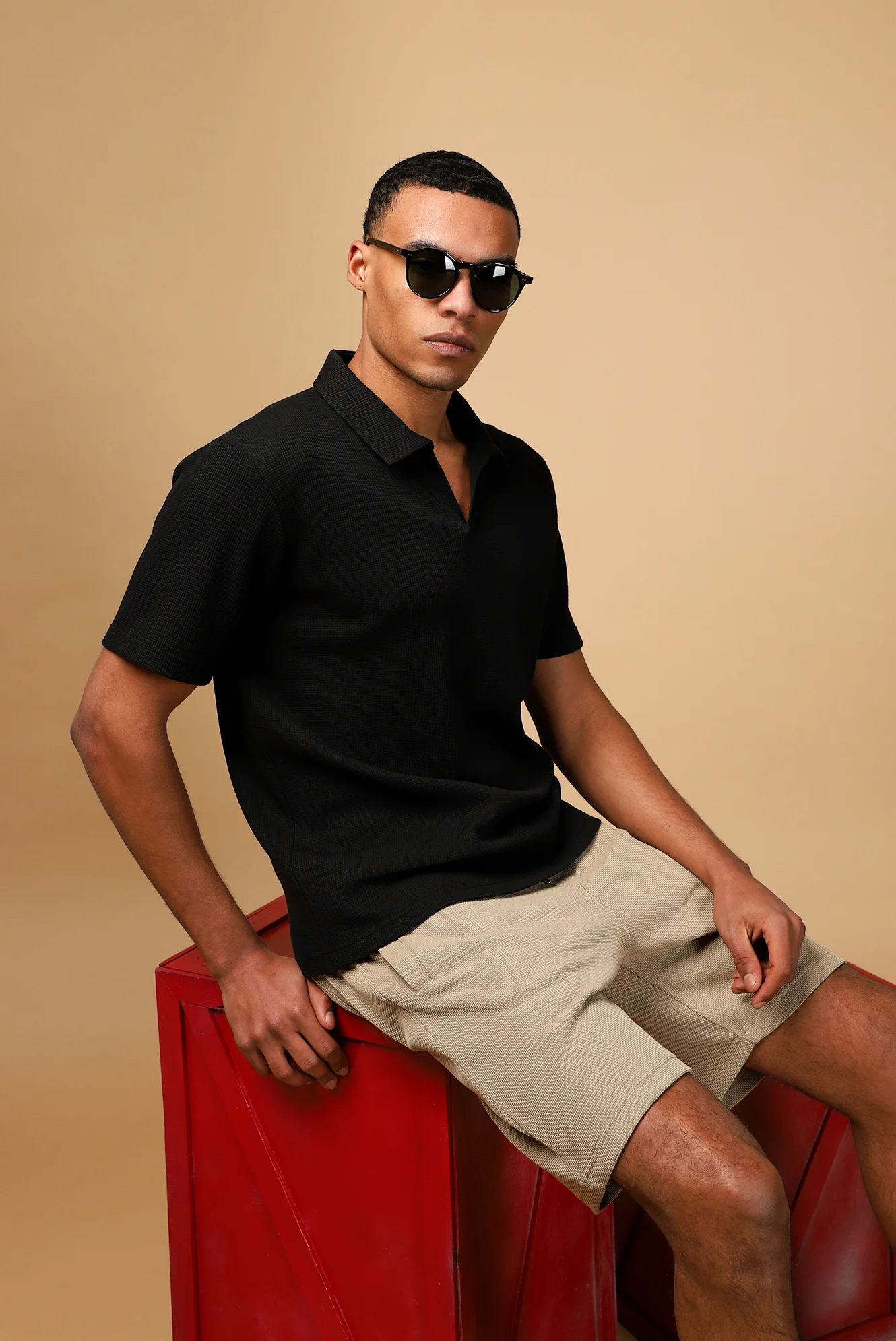 Siyah Regular Fit Pamuklu Polo Yaka Tişört - Image 2
