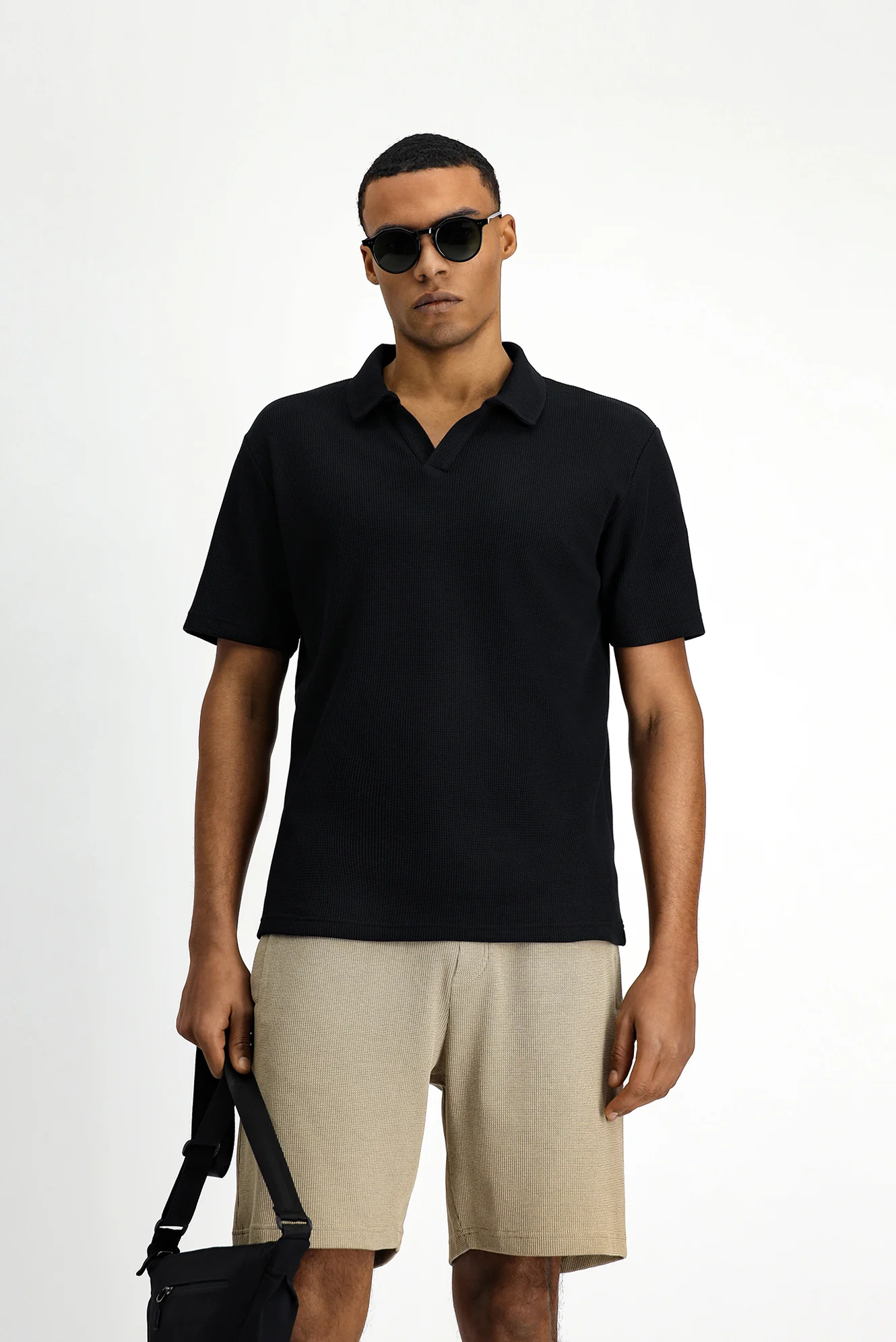 Siyah Regular Fit Pamuklu Polo Yaka Tişört - Image 3