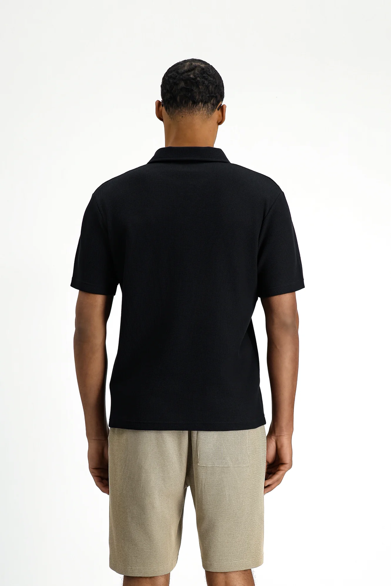 Siyah Regular Fit Pamuklu Polo Yaka Tişört - Image 7