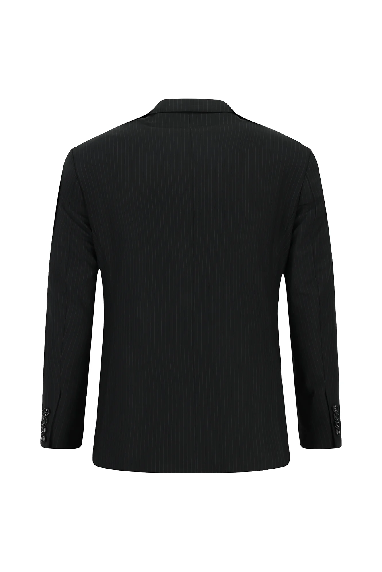 Siyah 6 Drop Regular Fit Standart Kesim Çizgili Pileli Takım Elbise - Image 3