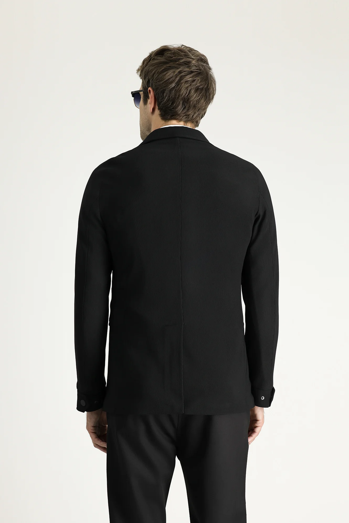 Siyah 6 Drop Regular Fit Standart Kesim Spor Örme Ceket - Image 4