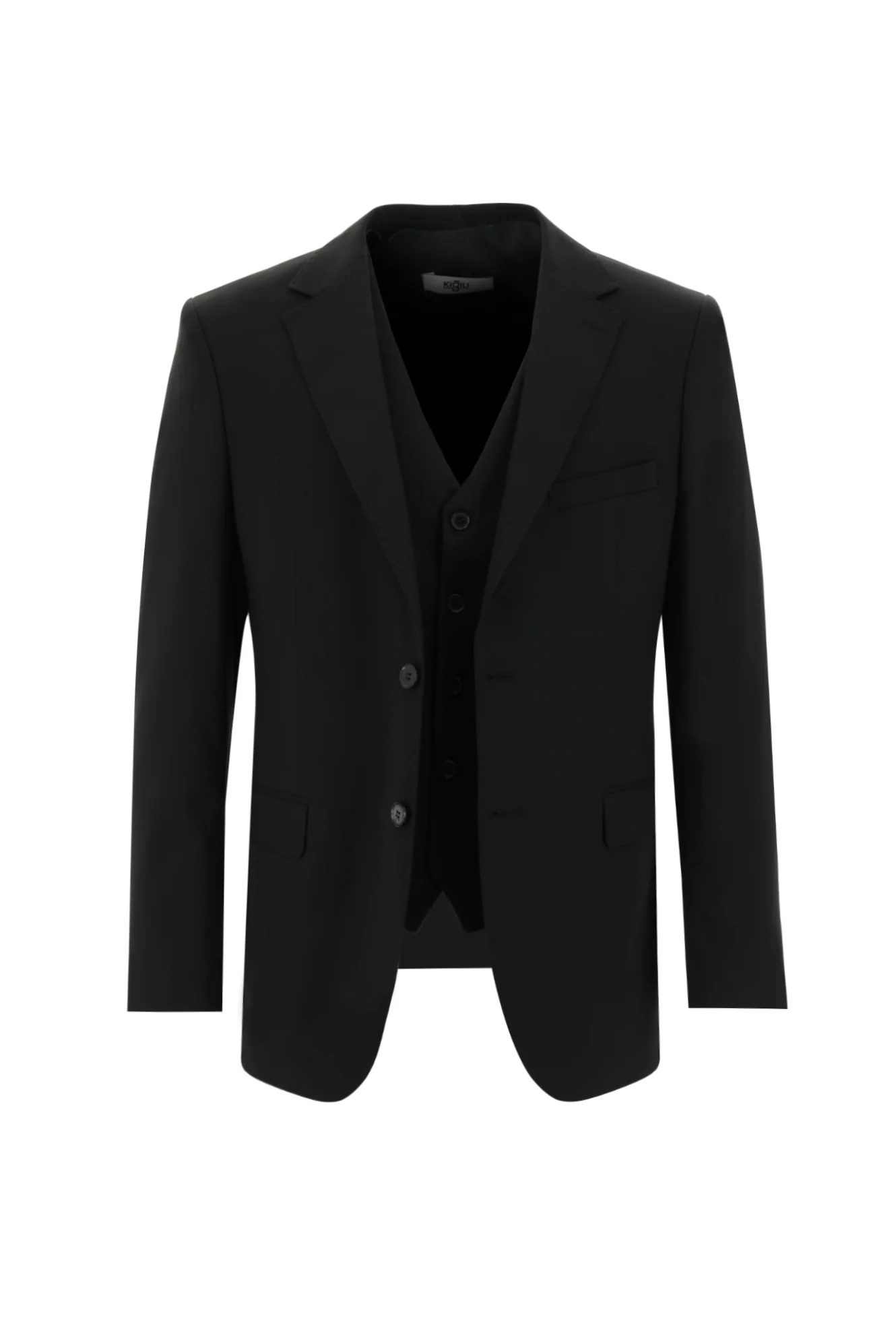 Siyah 6 Drop Regular Fit Standart Kesim Yelekli Takım Elbise - Image 2