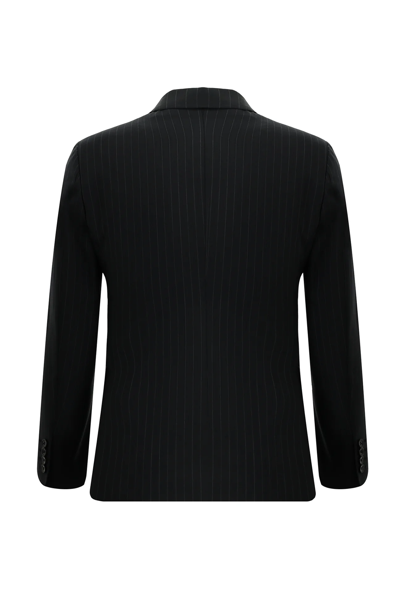 Siyah 6 Drop Regular Fit Standart Kesim Yünlü Çizgili Takım Elbise - Image 3