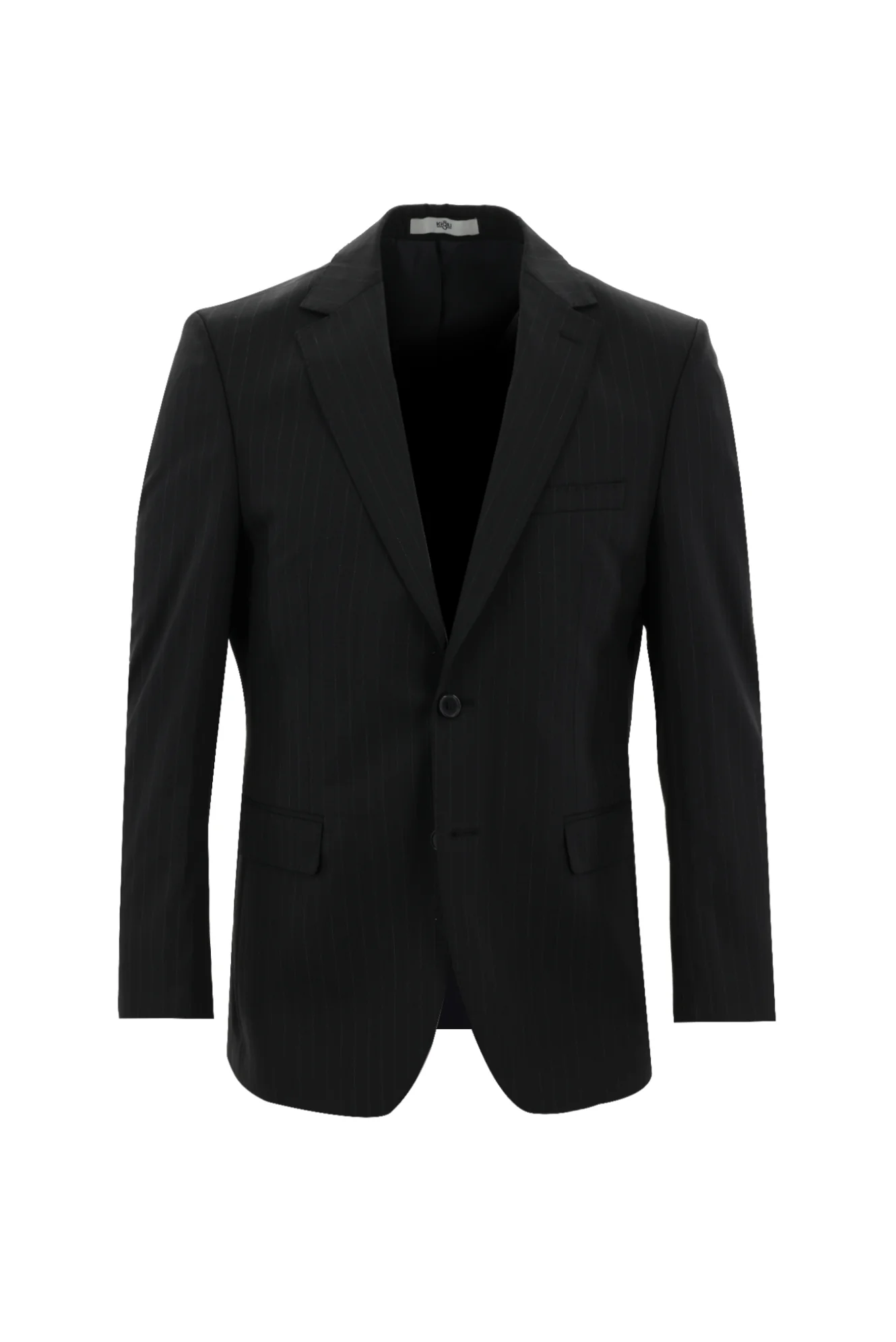 Siyah 6 Drop Regular Fit Standart Kesim Yünlü Çizgili Takım Elbise - Image 2