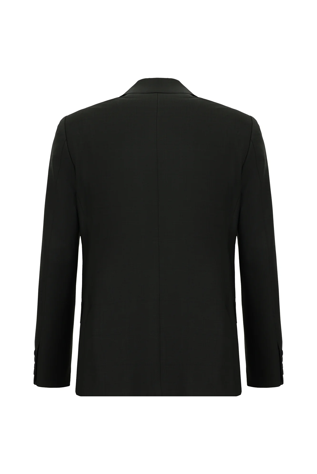 Siyah 6 Drop Regular Fit Standart Kesim Yünlü Ekose Kruvaze Takım Elbise - Image 3