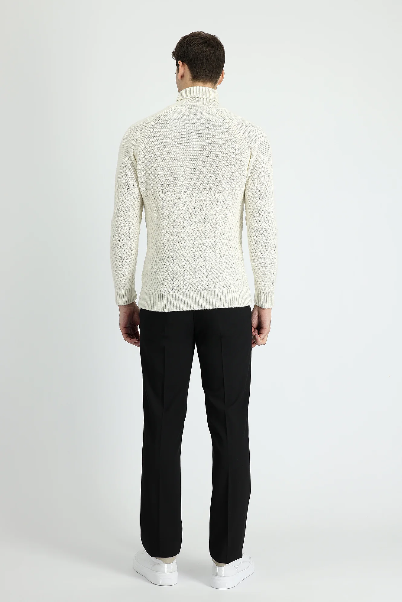 Siyah 6 Drop Regular Fit Standart Kesim Yünlü Klasik Kumaş Pantolon - Image 3
