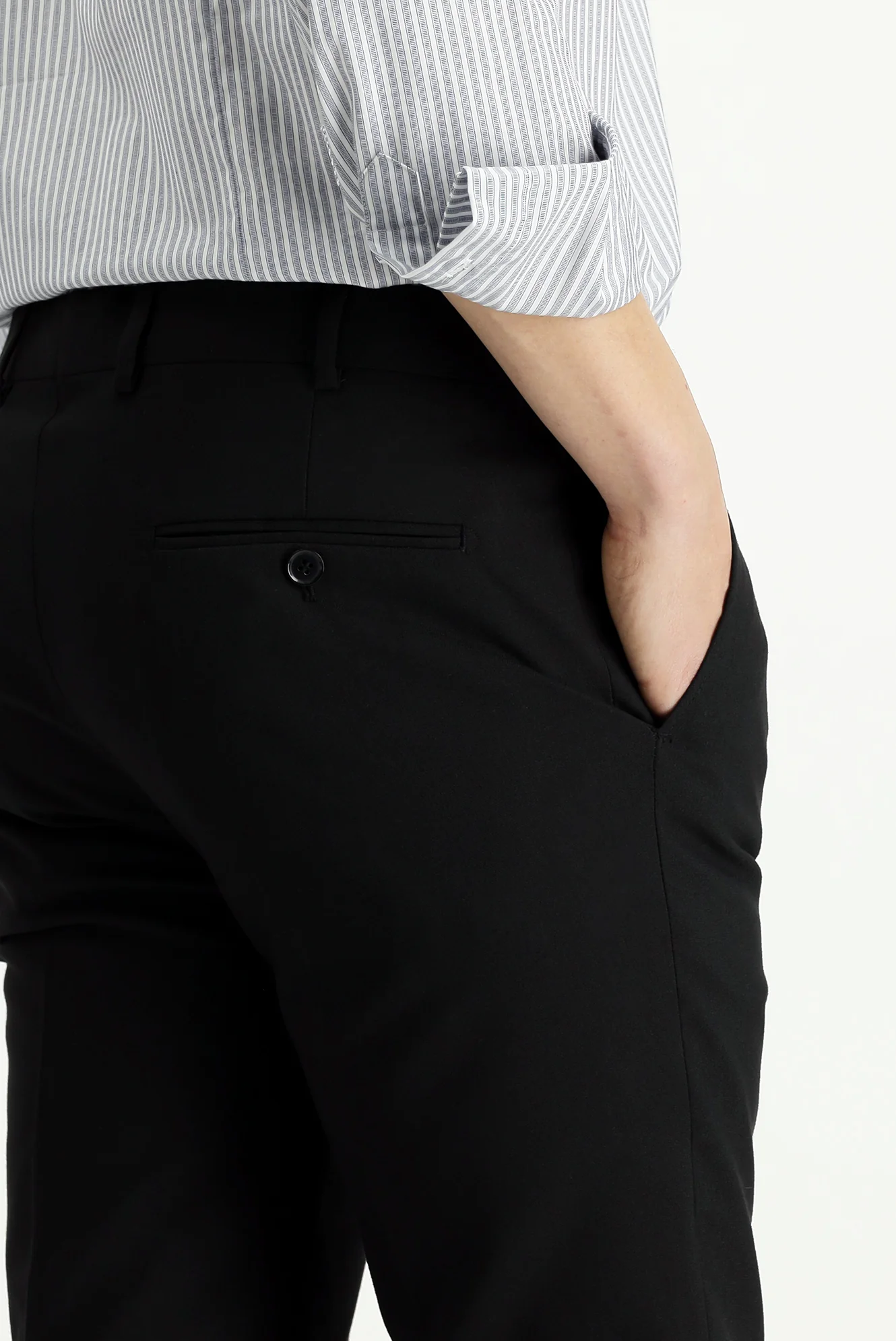 Siyah 6 Drop Regular Fit Standart Kesim Yünlü Klasik Kumaş Pantolon - Image 6