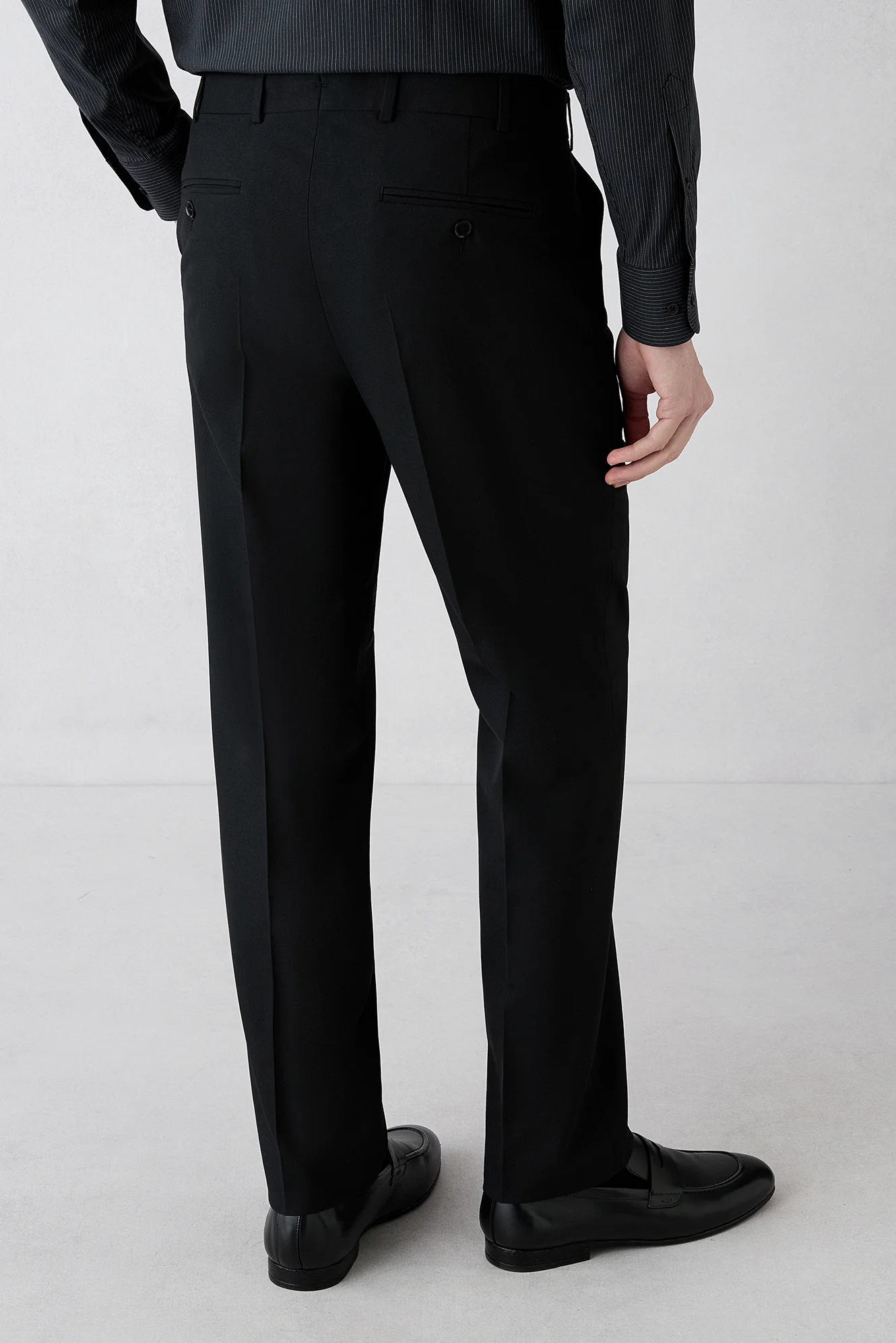 Siyah 6 Drop Regular Fit Standart Kesim Yünlü Klasik Kumaş Pantolon - Image 4