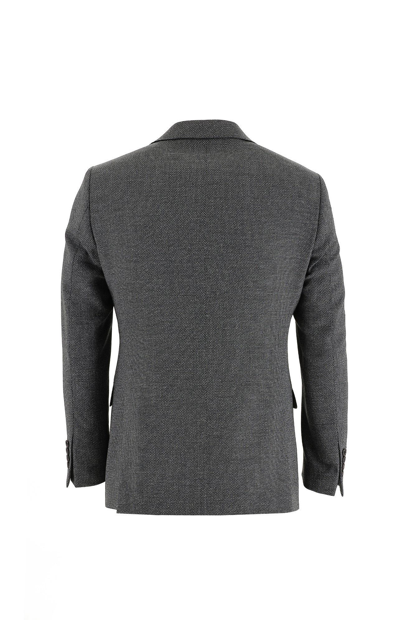 Siyah 6 Drop Regular Fit Standart Kesim Yünlü Kuşgözü Takım Elbise - Image 3
