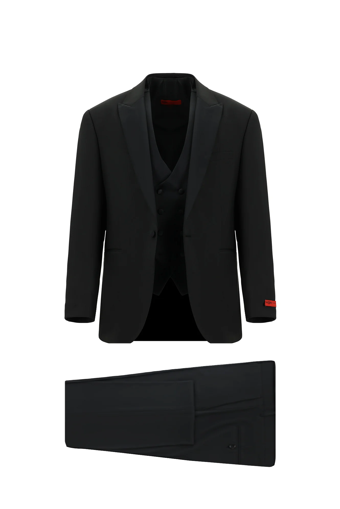 Siyah 6 Drop Regular Fit Standart Kesim Yünlü Sivri Yaka Yelekli Smokin & Damatlık