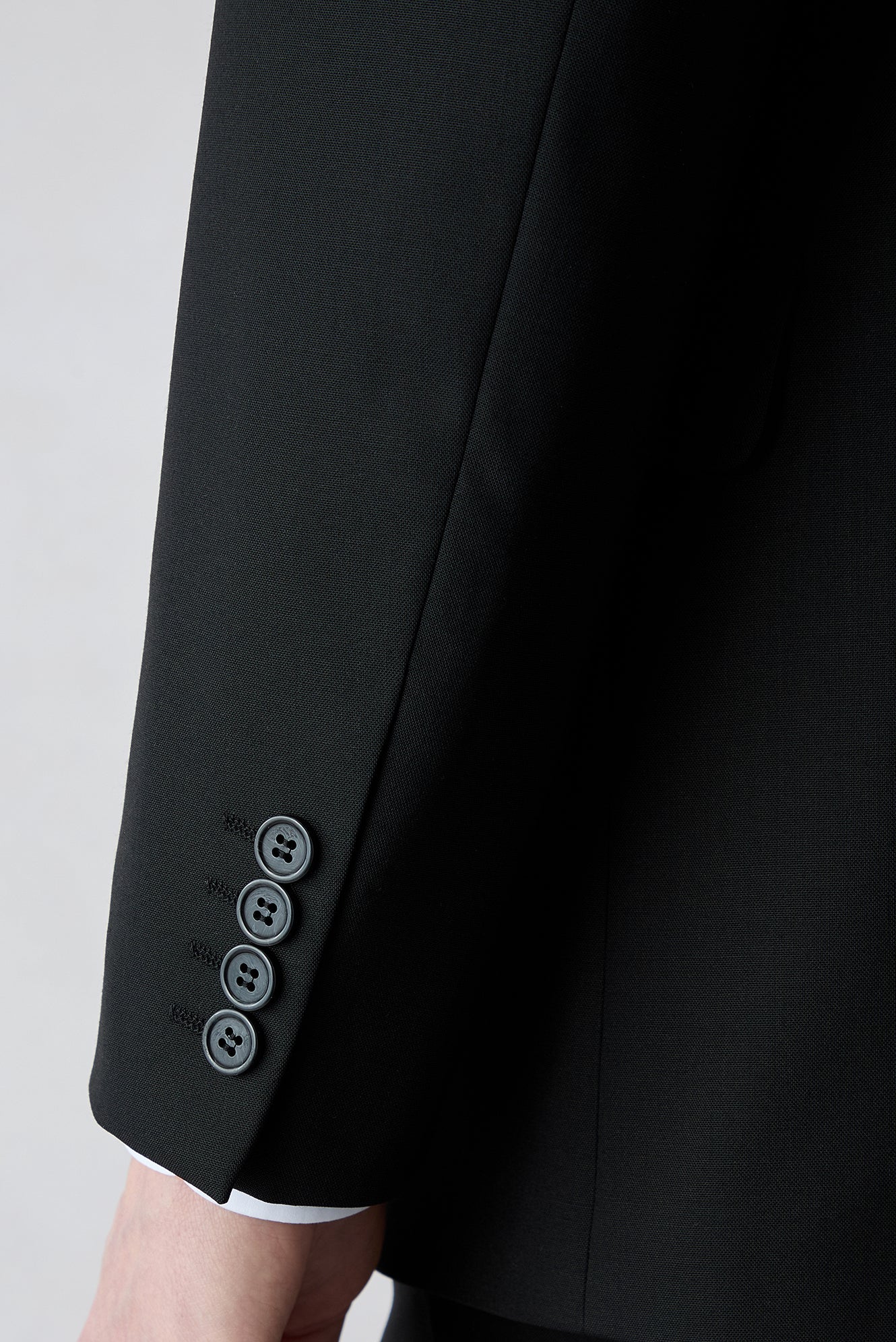 Siyah 7 Drop Super Slim Fit Eksra Dar Kesim Mono Yaka Yünlü Takım Elbise - Image 4