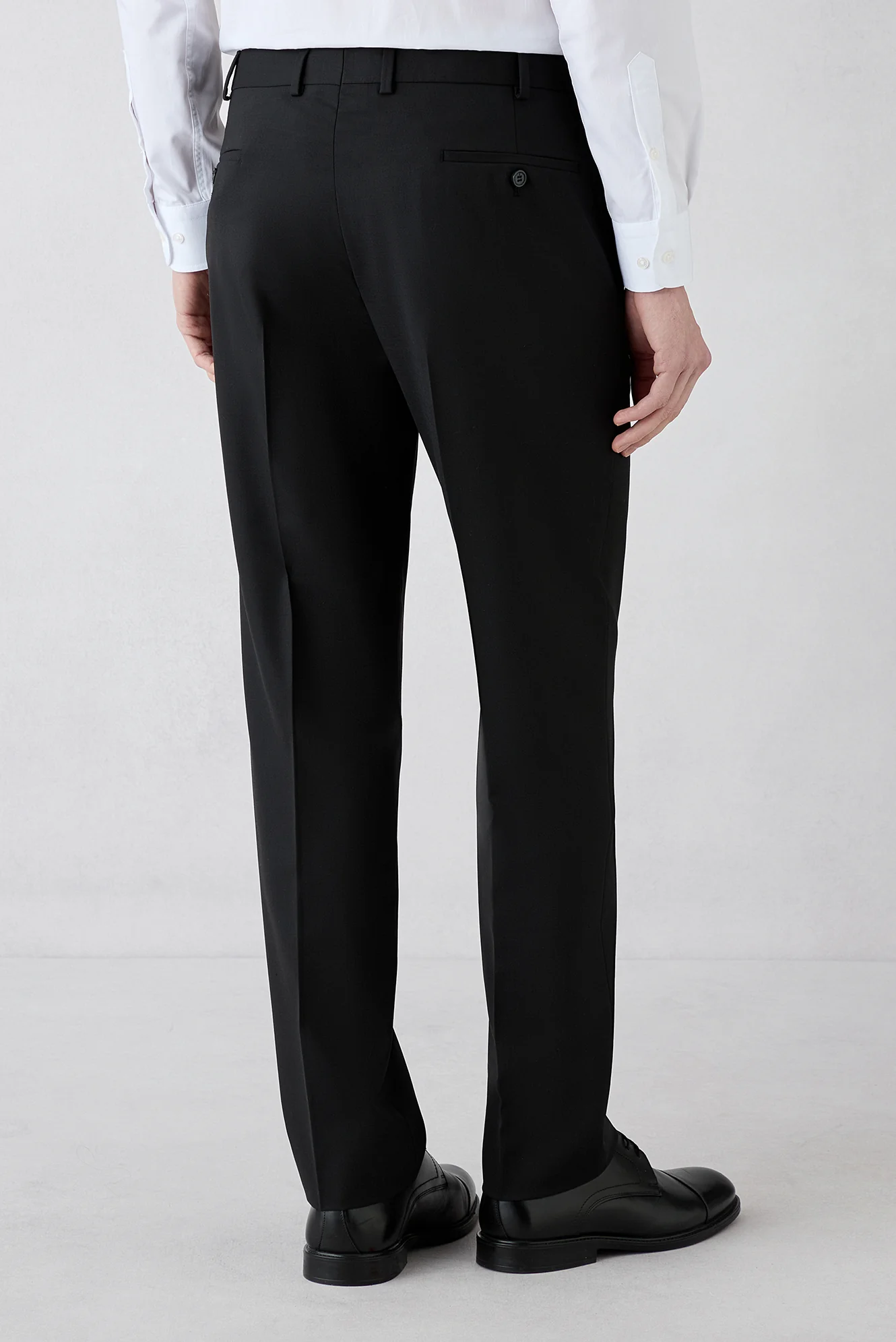 Siyah 7 Drop Super Slim Fit Eksra Dar Kesim Mono Yaka Yünlü Takım Elbise - Image 6