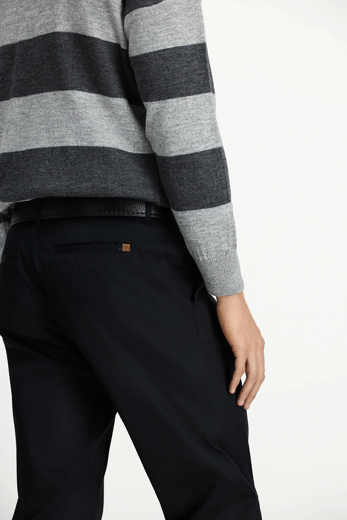 Siyah Relaxed Fit Rahat Kesim Likralı Kanvas / Chino Pantolon - Image 2