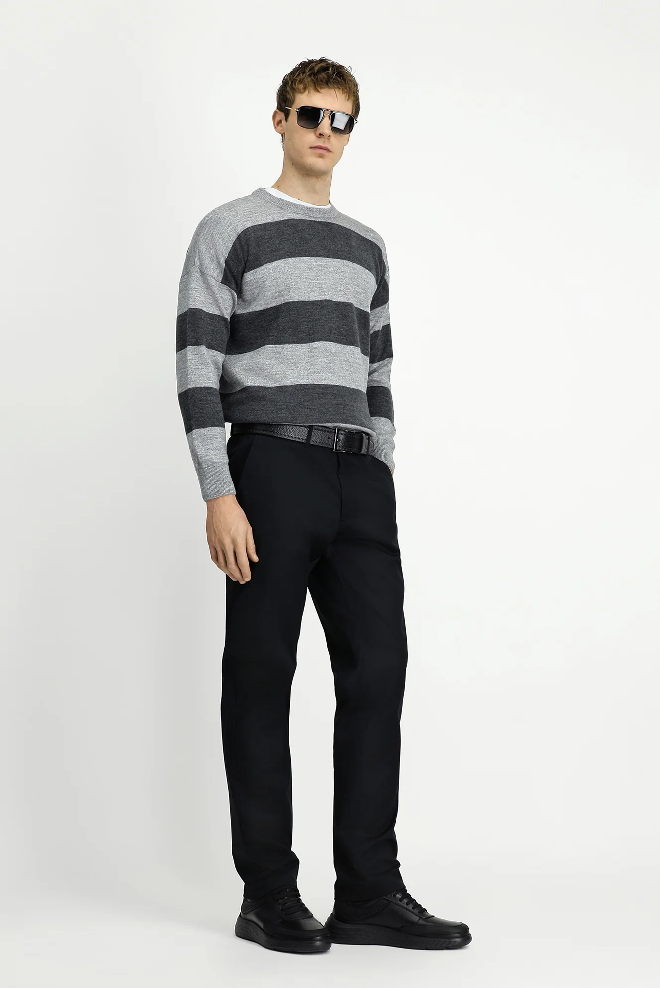 Siyah Relaxed Fit Rahat Kesim Likralı Kanvas / Chino Pantolon - Image 3