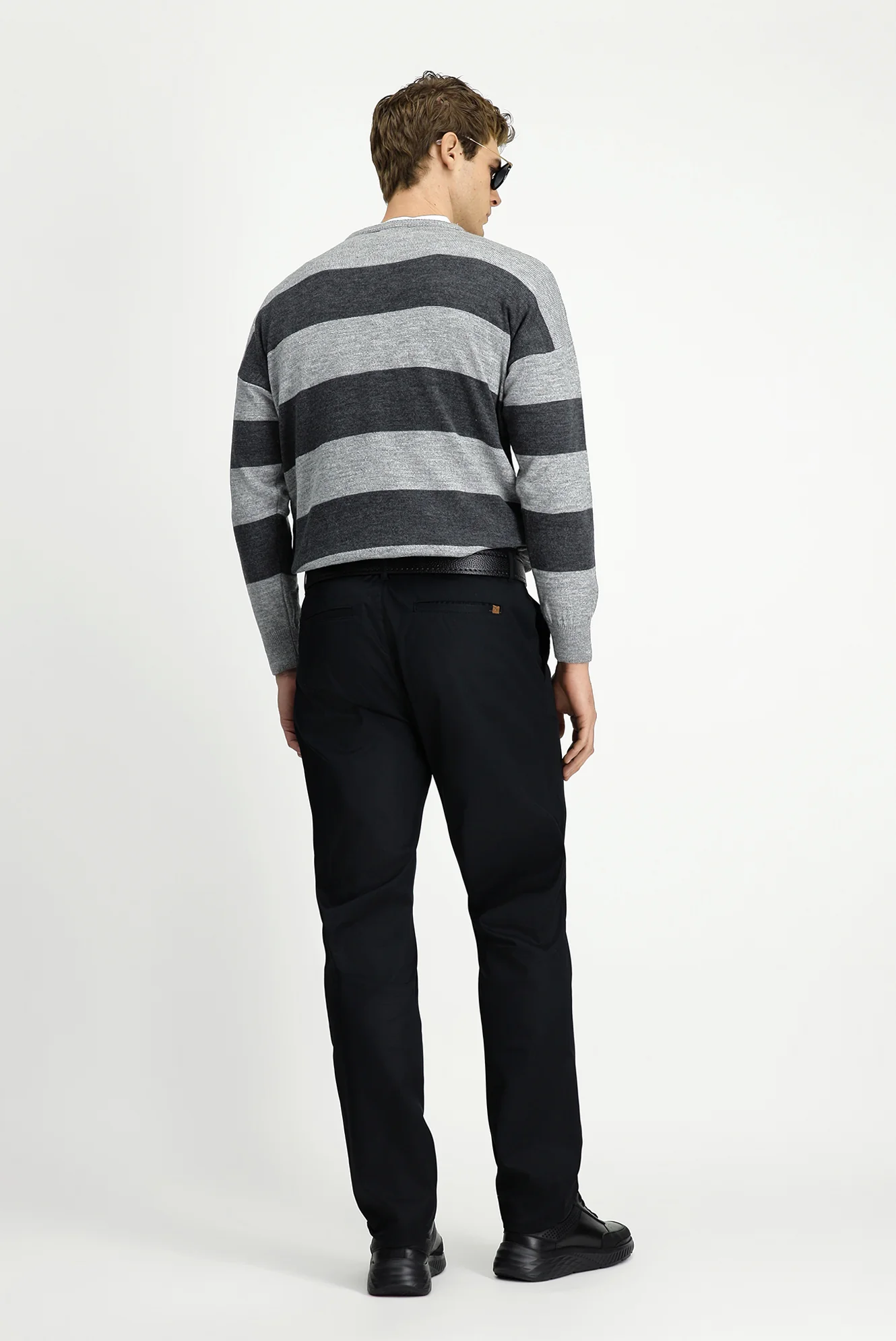 Siyah Relaxed Fit Rahat Kesim Likralı Kanvas / Chino Pantolon - Image 4