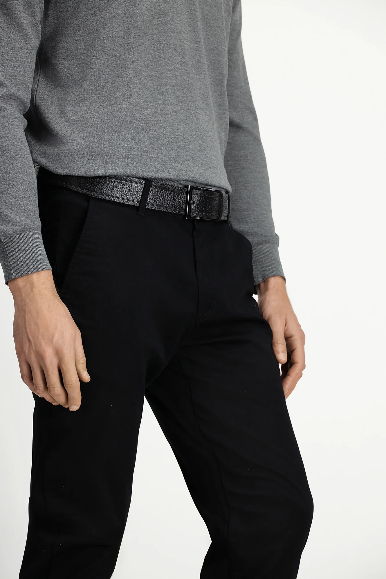 Siyah Relaxed Fit Rahat Kesim Yandan Cep Likralı Kanvas / Chino Pantolon - Image 3