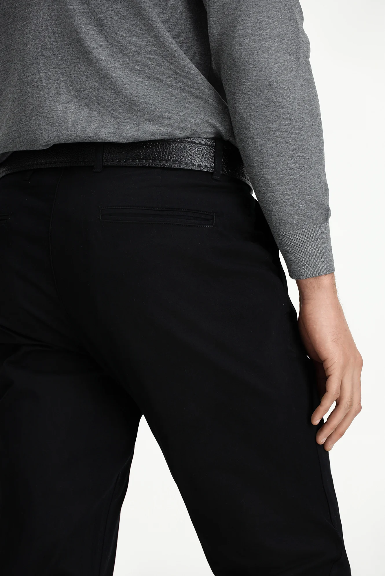 Siyah Relaxed Fit Rahat Kesim Yandan Cep Likralı Kanvas / Chino Pantolon - Image 4
