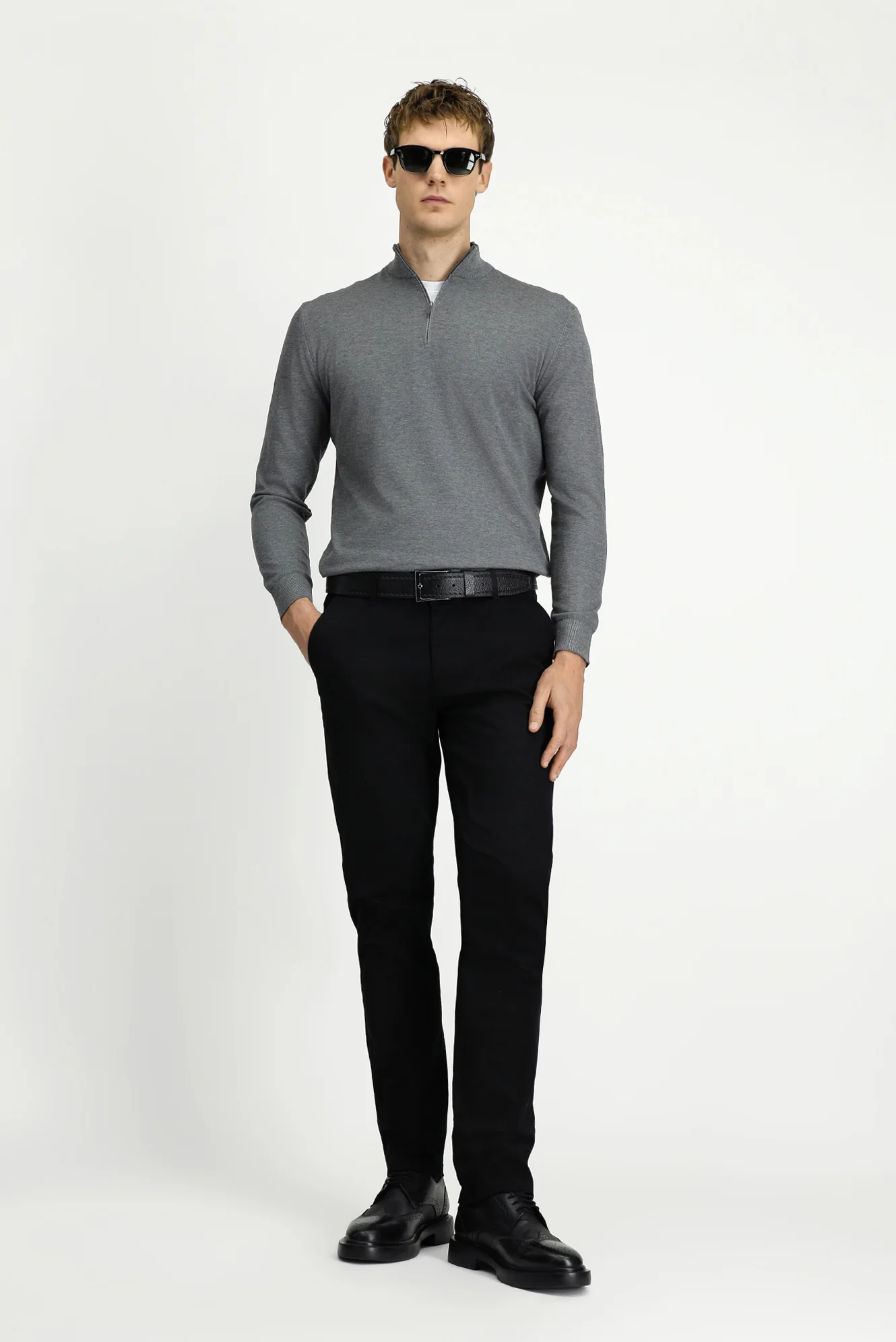Siyah Relaxed Fit Rahat Kesim Yandan Cep Likralı Kanvas / Chino Pantolon - Image 5