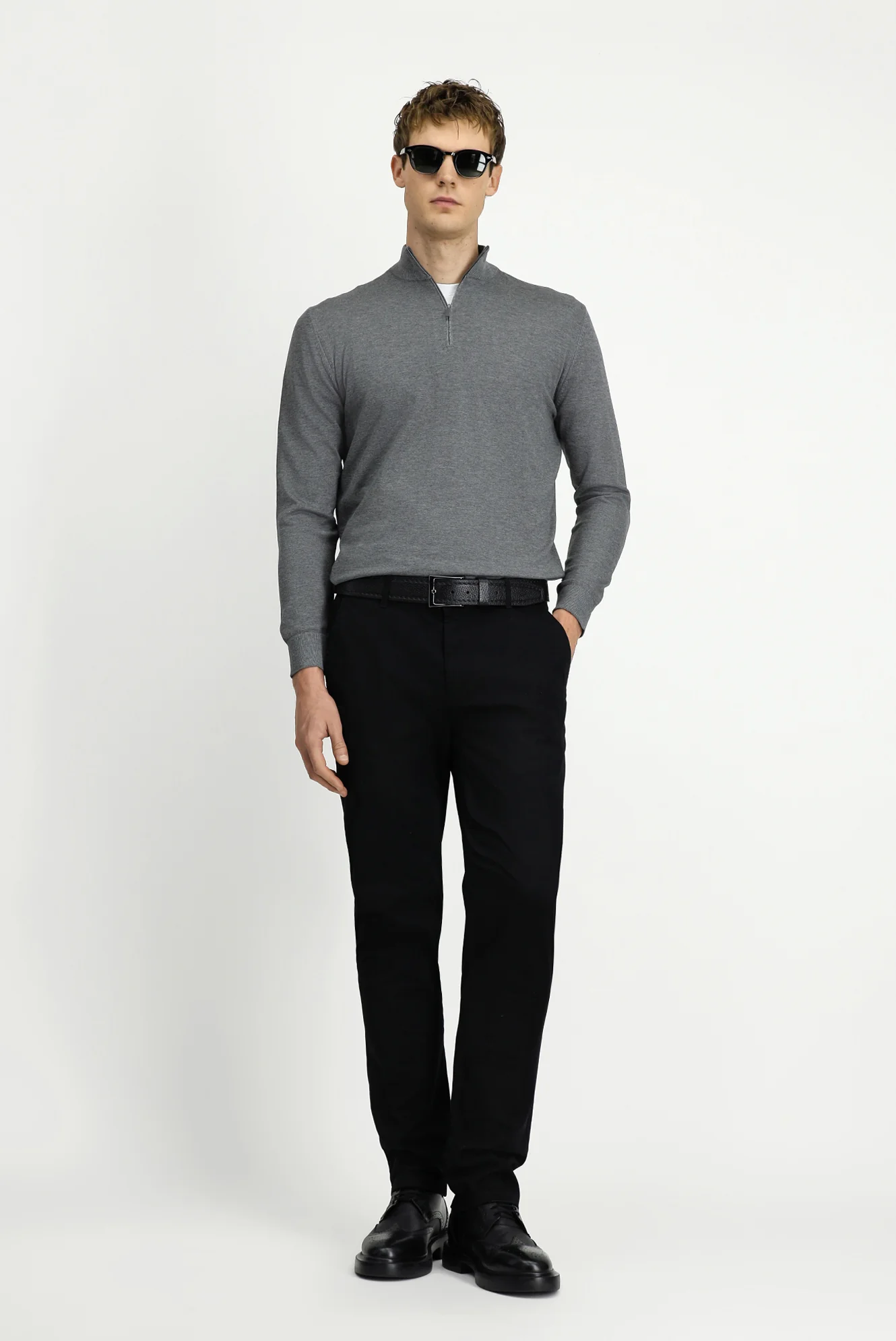 Siyah Regular Fit Standart Kesim Yandan Cep Likralı Kanvas / Chino Pantolon