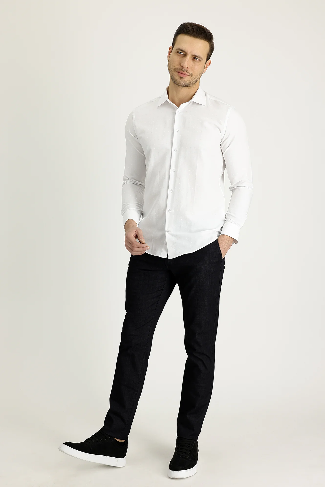Siyah Relaxed Fit Rahat Kesim Denim Look Pantolon