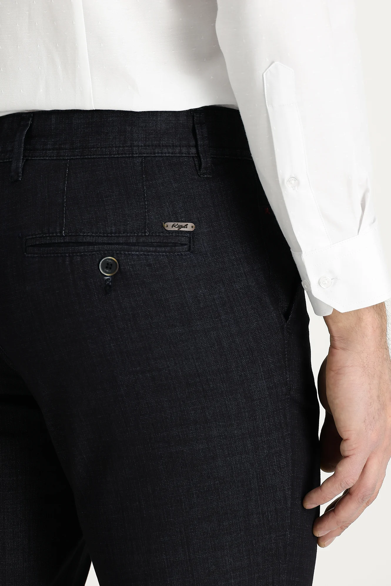Siyah Relaxed Fit Rahat Kesim Denim Look Pantolon - Image 5