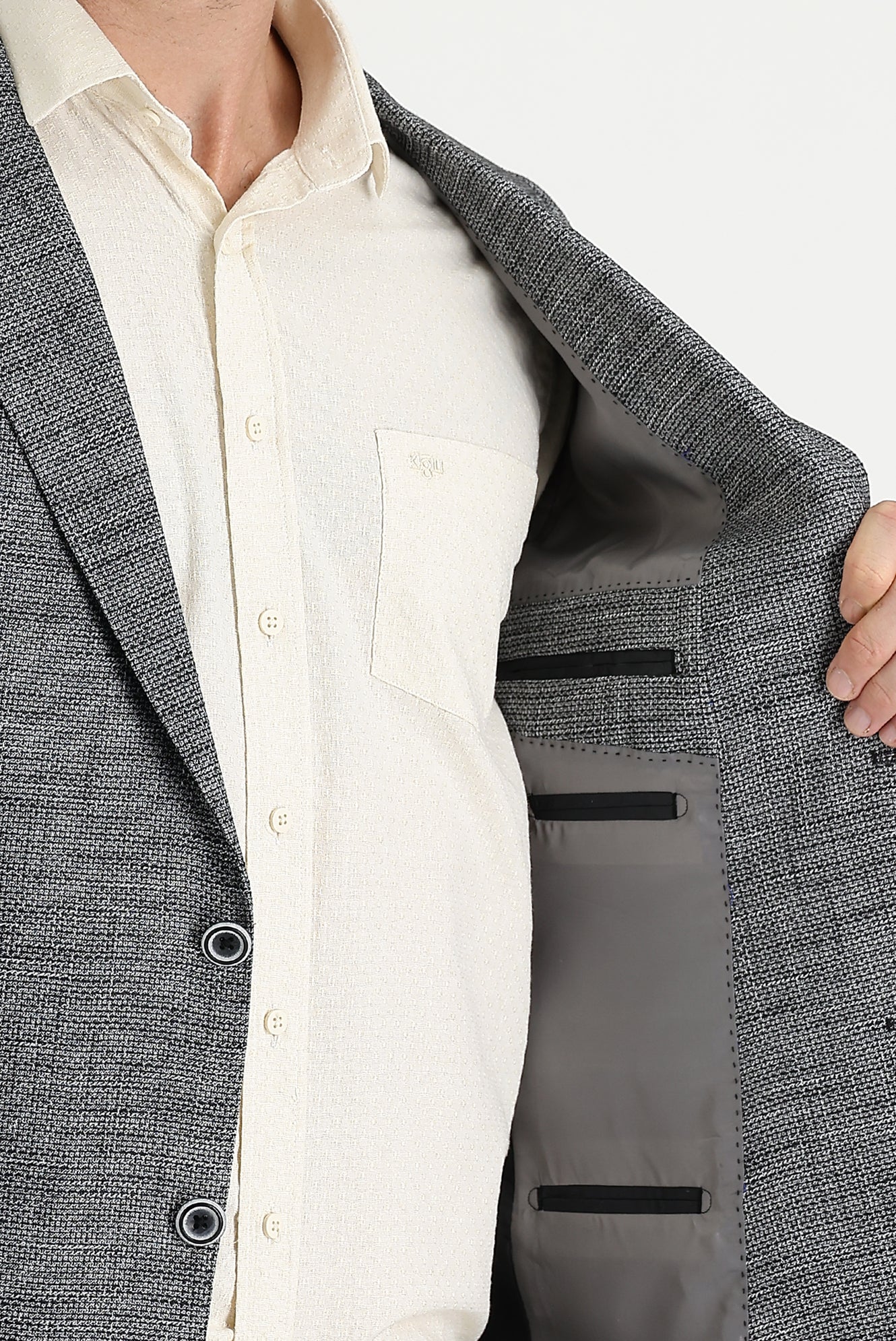 Siyah 4 Drop Relaxed Fit Rahat Kesim Desenli Ceket - Image 3