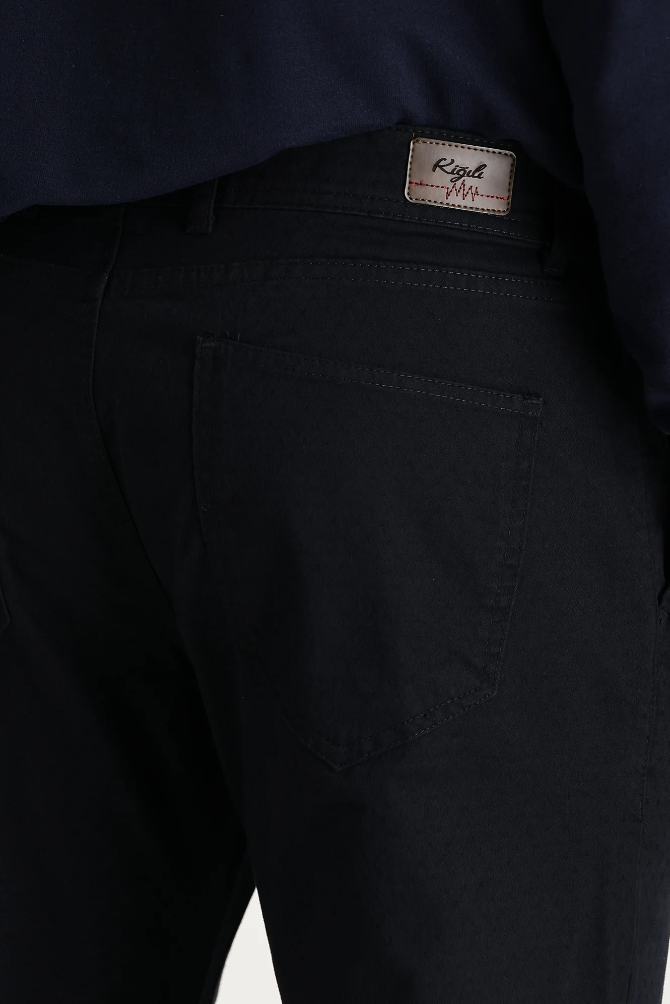 Siyah Relaxed Fit Rahat Kesim Desenli Likralı Kanvas / Chino Pantolon - Image 5
