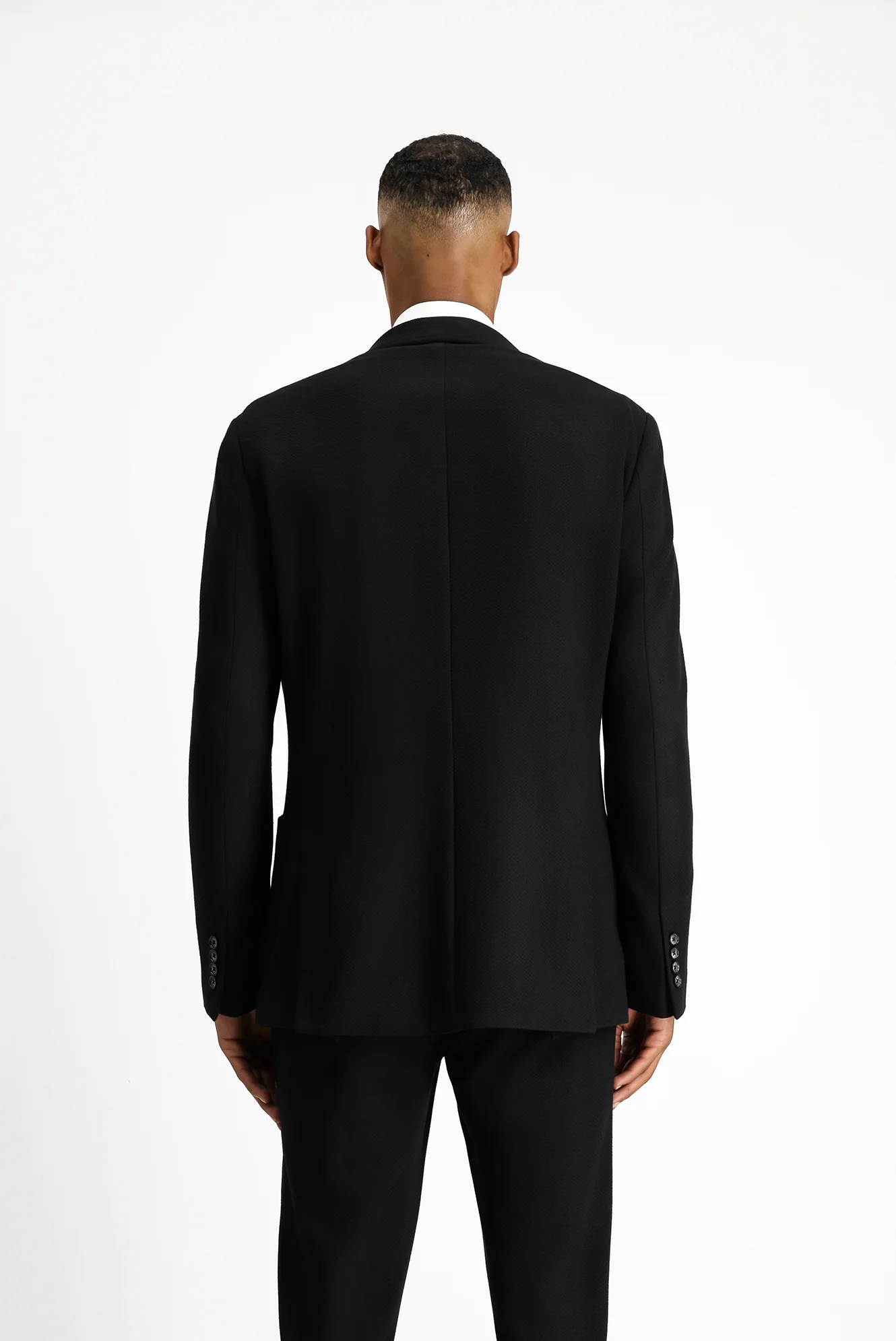 Siyah 4 Drop Relaxed Fit Rahat Kesim Desenli Pamuklu Ceket - Image 5