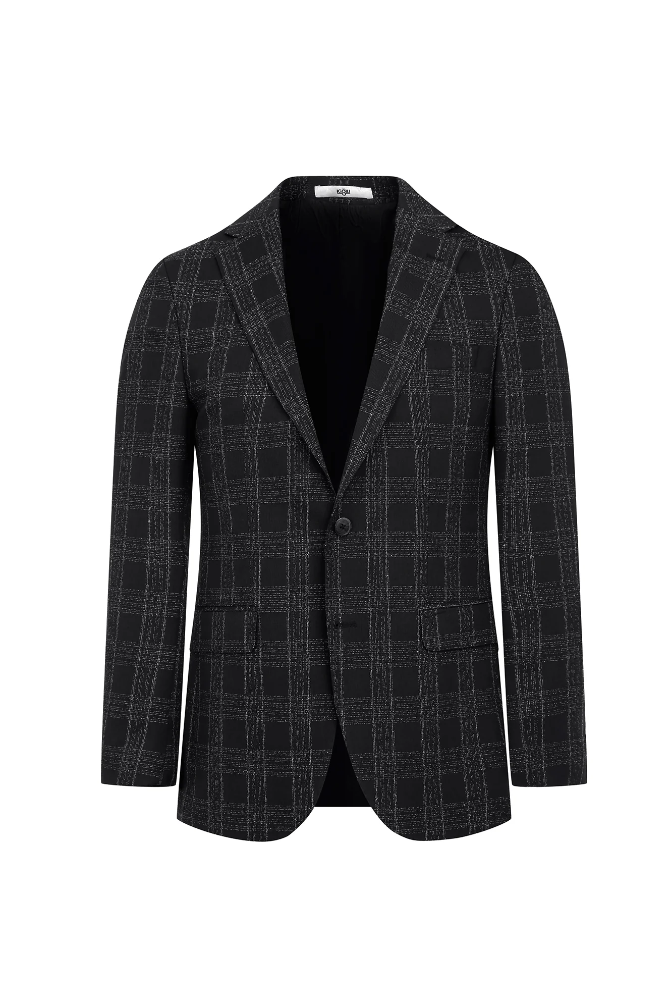Siyah 4 Drop Relaxed Fit Rahat Kesim Ekose Ceket