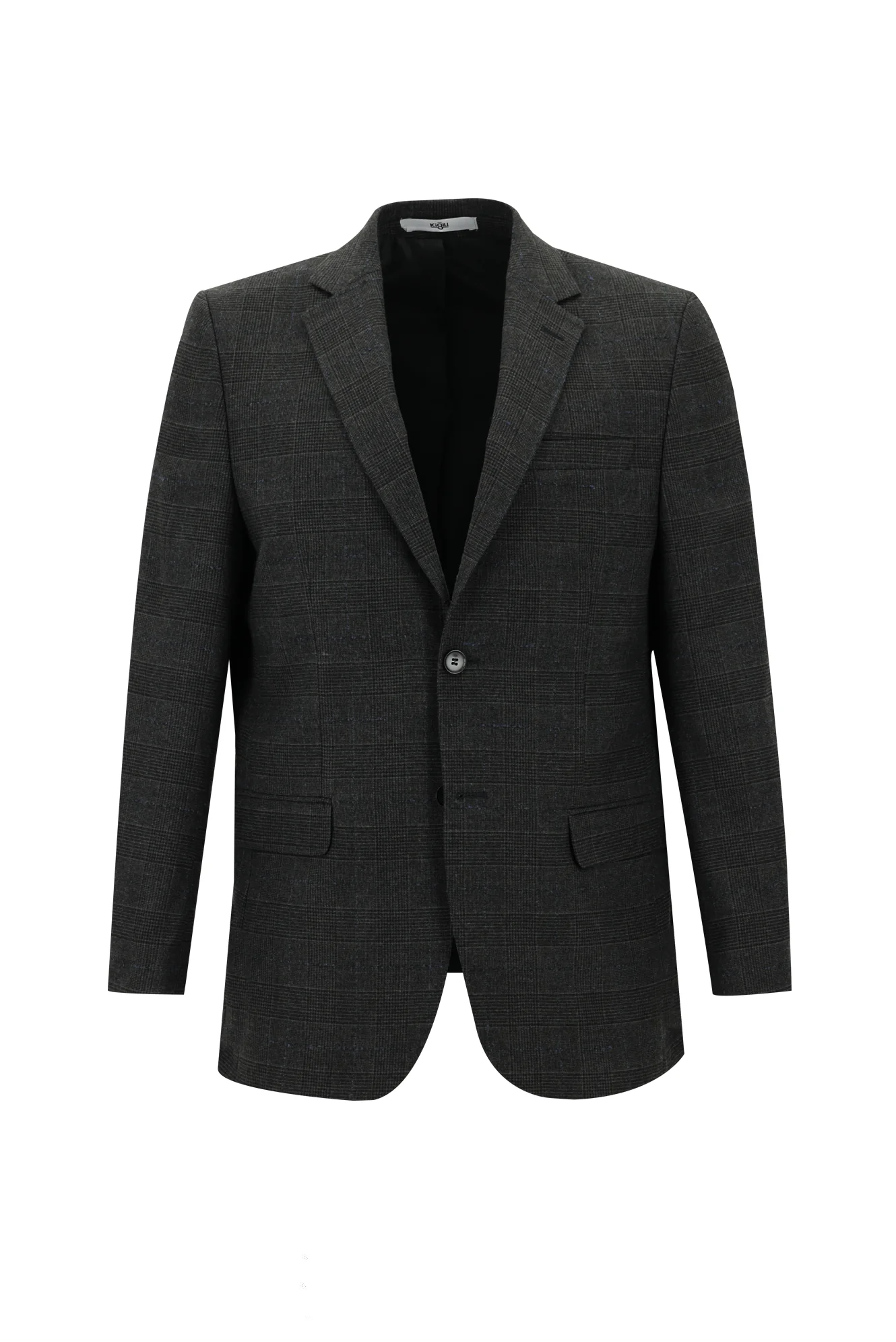 Siyah 4 Drop Relaxed Fit Rahat Kesim Ekose Ceket