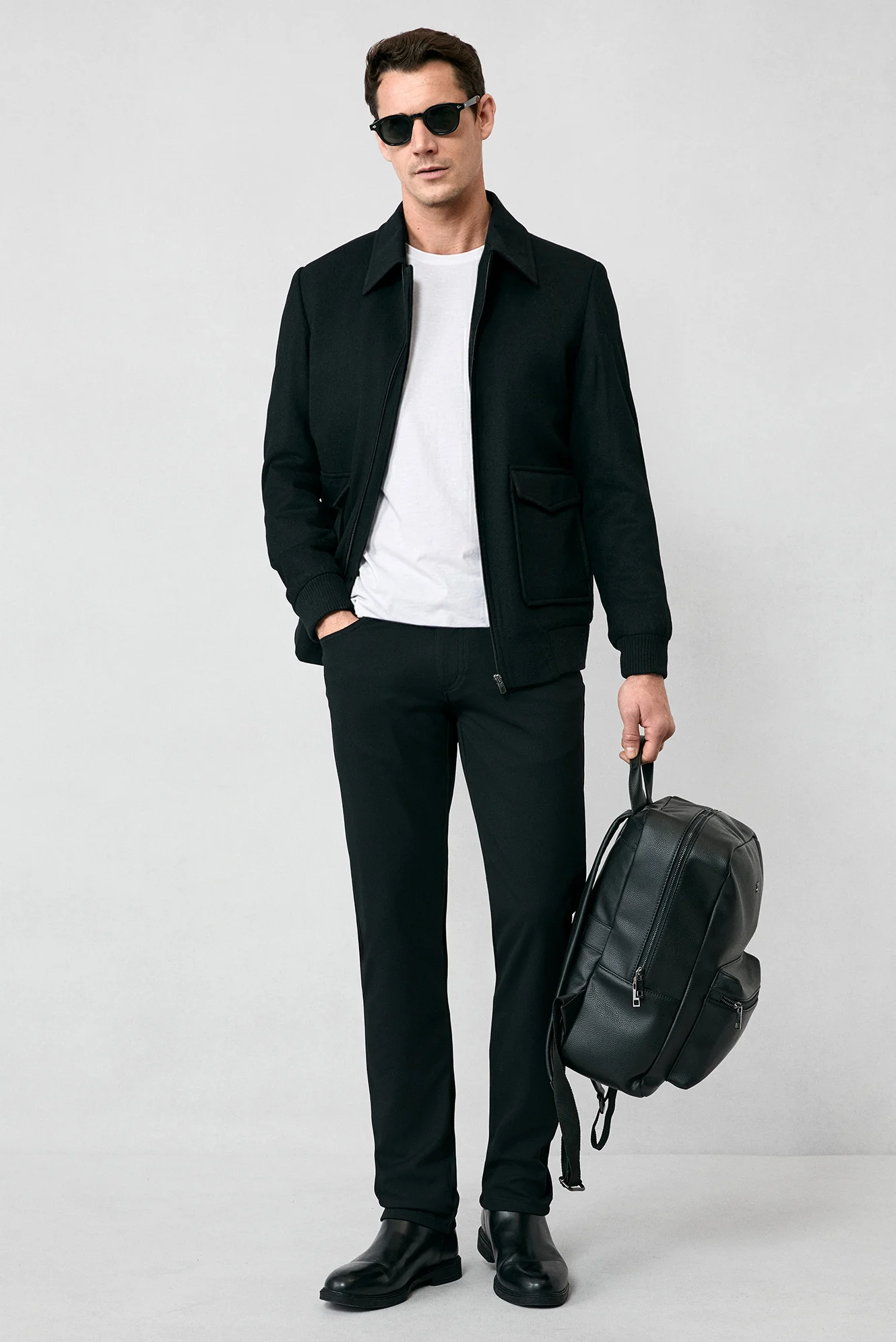 Siyah Relaxed Fit Rahat Kesim Kanvas / Chino Pantolon